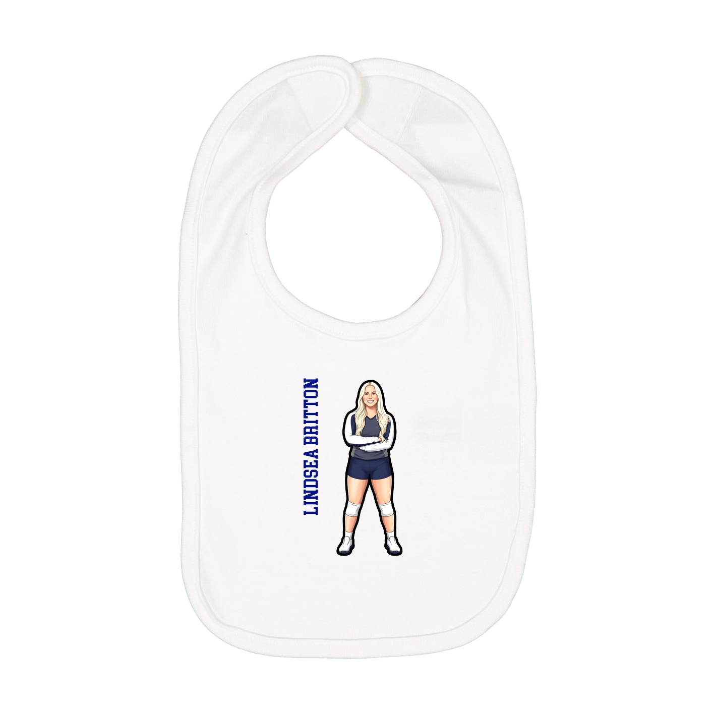Infant Bib — Name Vertical in White