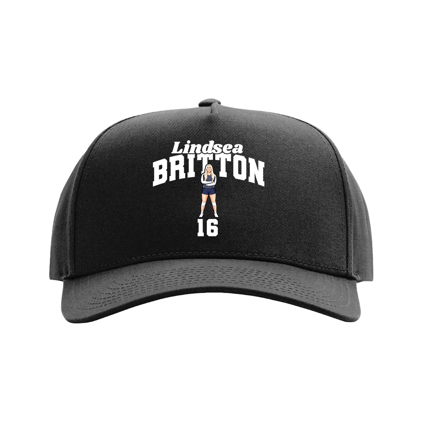 Full Fabric Five-Panel Champ Cap — Signature Arch in Black