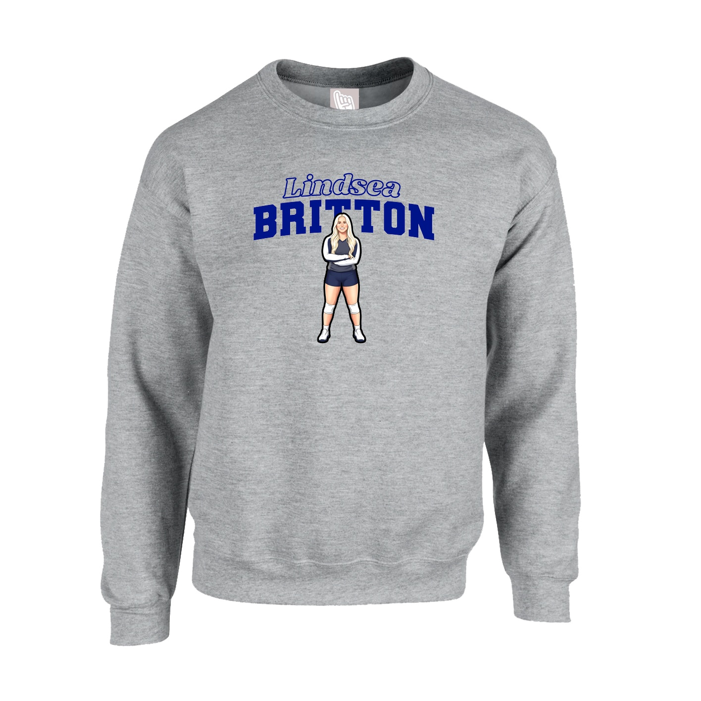 Fleece Crew — Name Arch in Grey