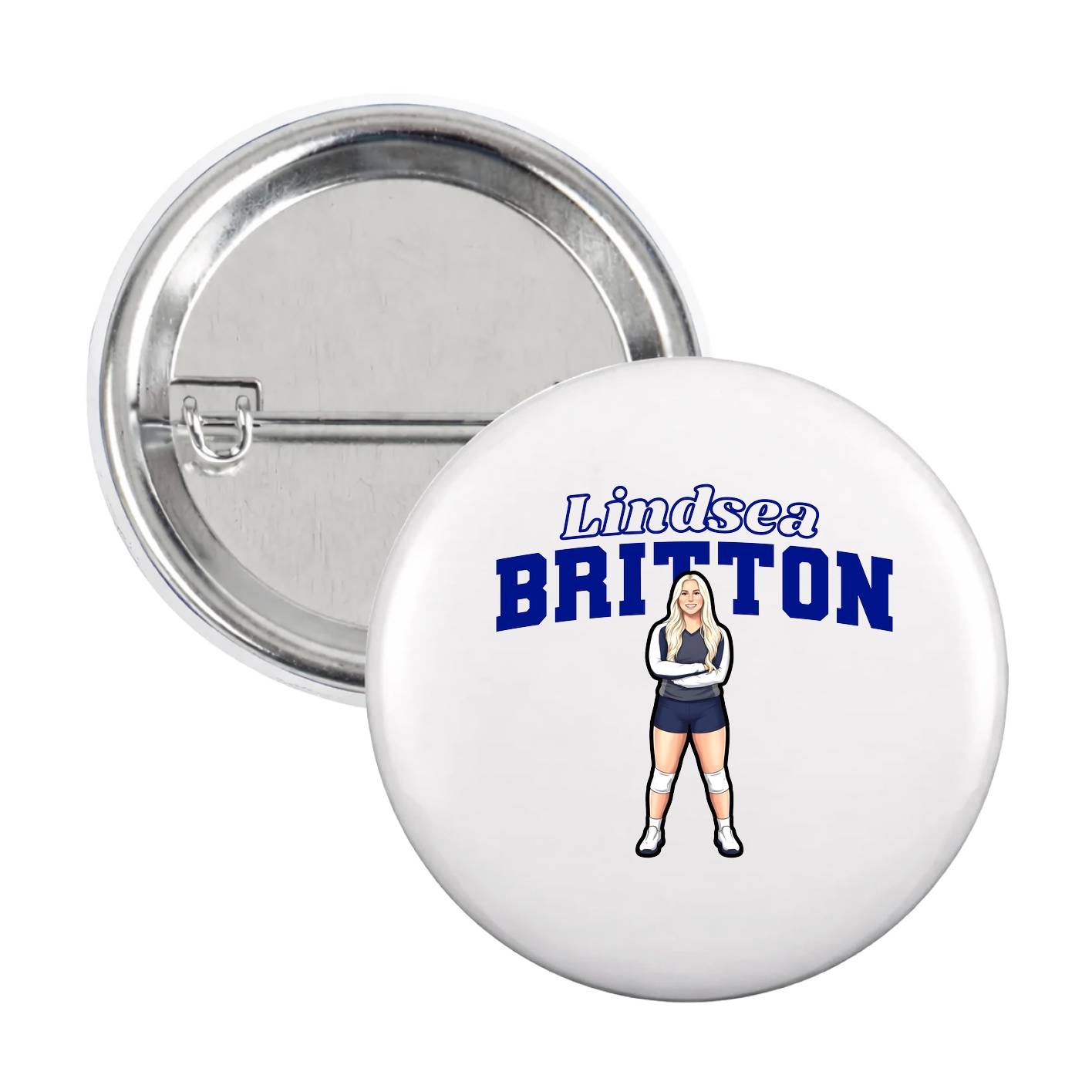 Game Day Button — Name Arch in White