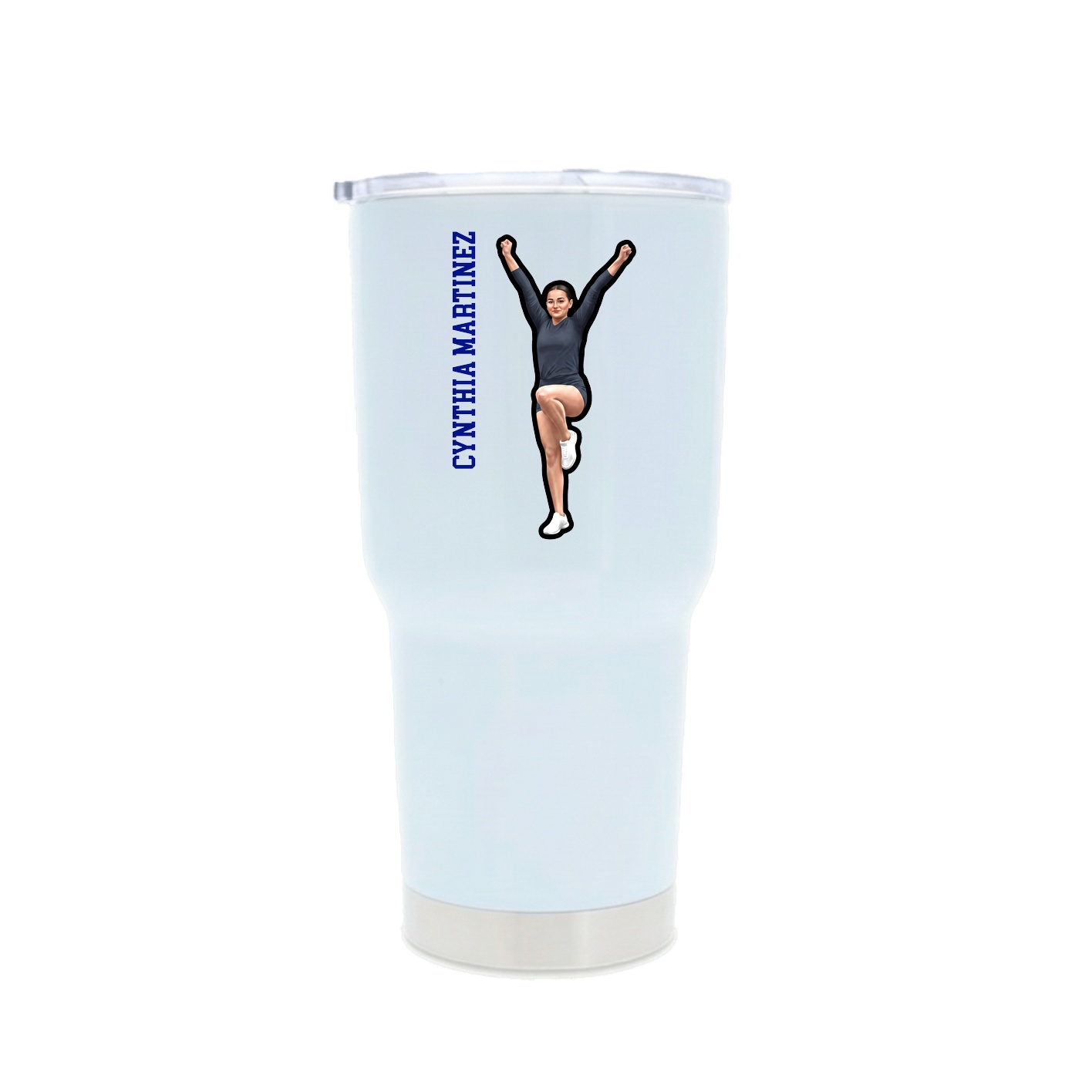 30oz Stainless Steel Tumbler — Name Vertical in White