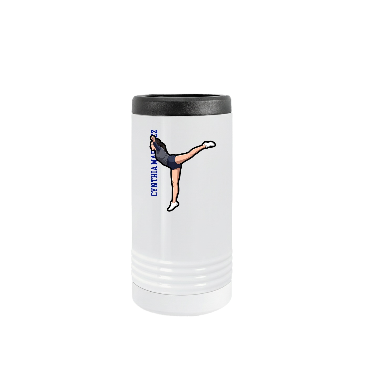 Slim Beverage Holder — Name Vertical in White