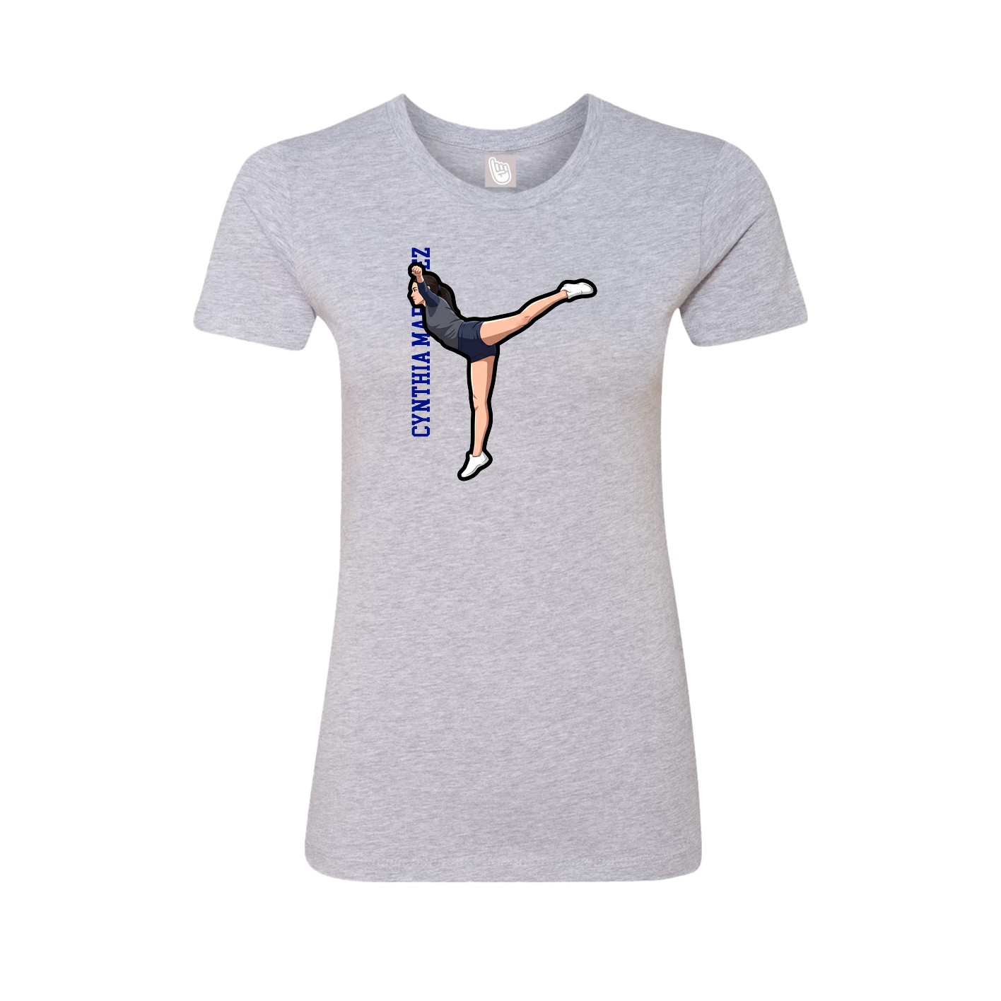 Fitted Women's Tee — Name Vertical in Grey