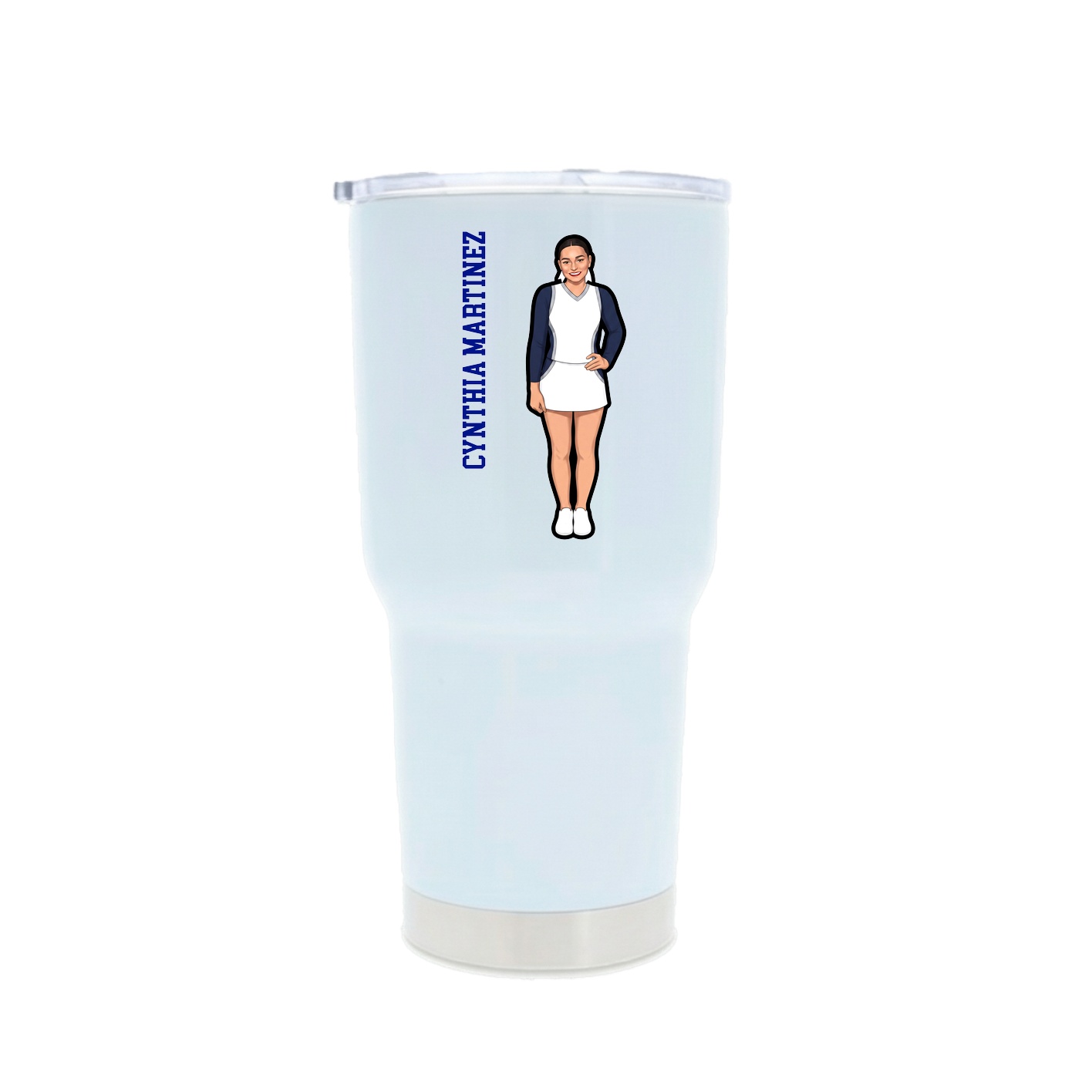 30oz Stainless Steel Tumbler — Name Vertical in White