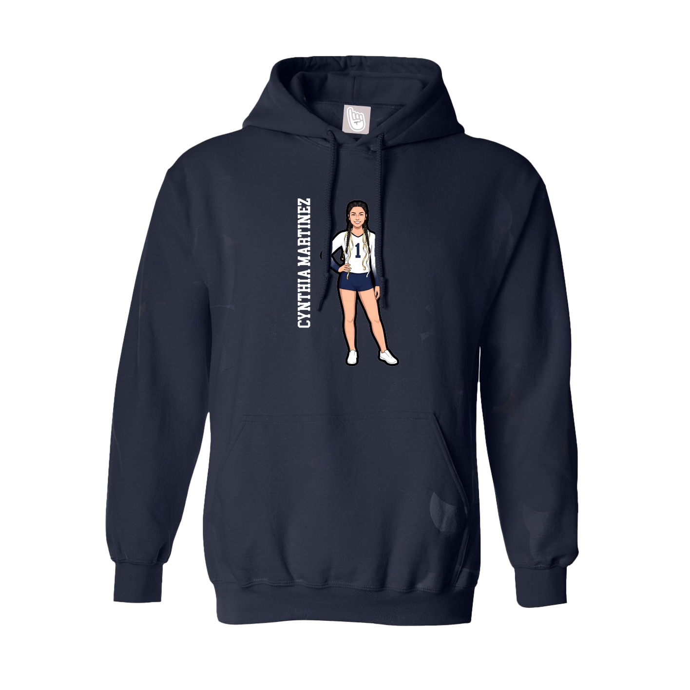 Youth Hoodie — Name Vertical in Navy