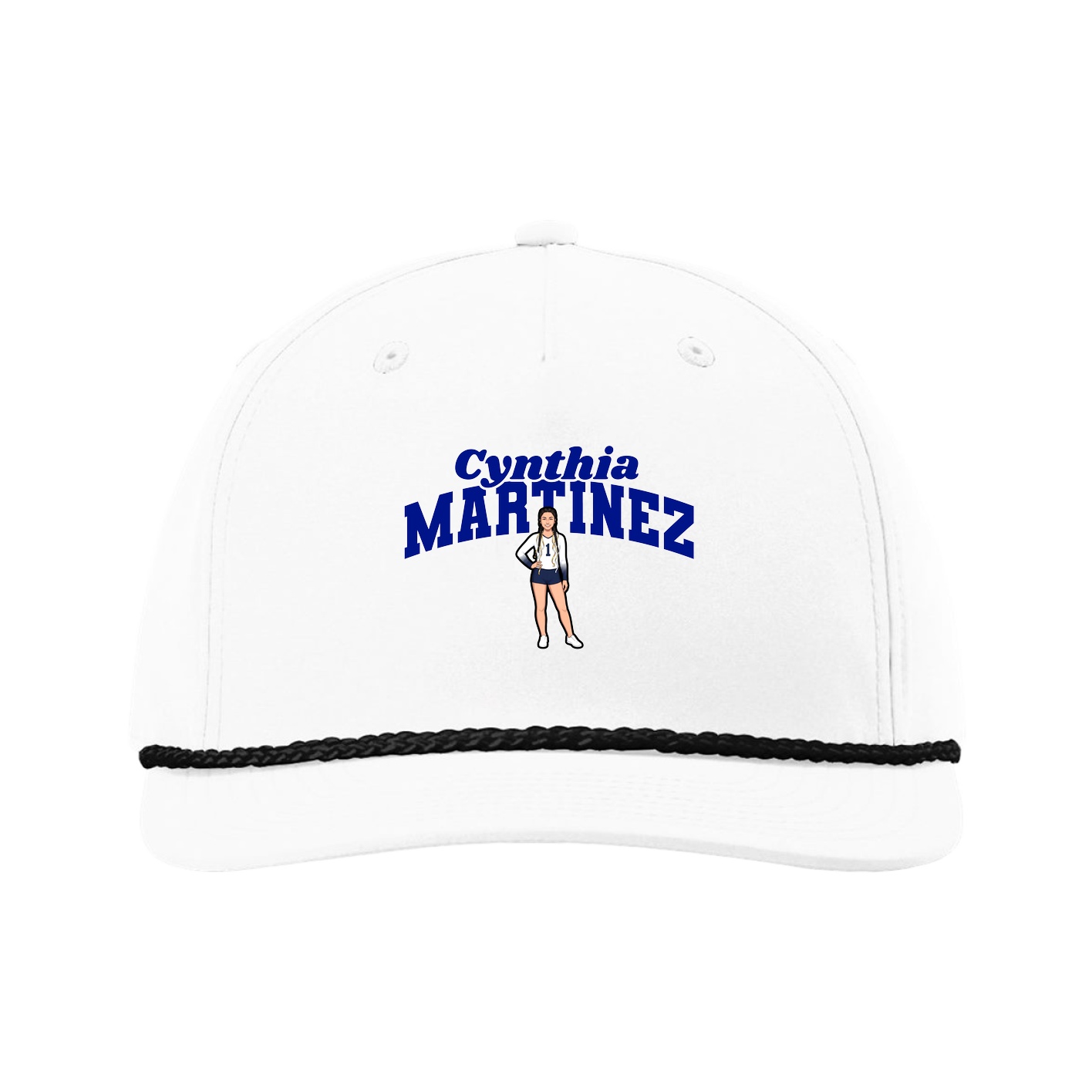 Five-Panel Classic Rope Cap — Signature Arch in White