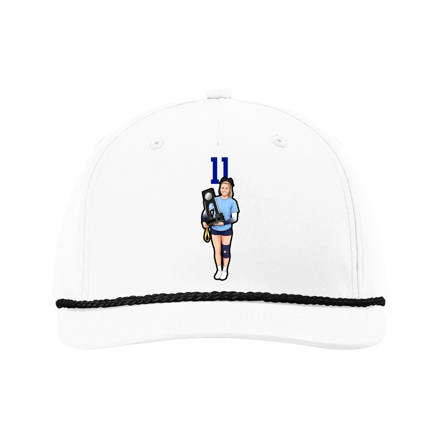 Five-Panel Classic Rope Cap — Number Top in White