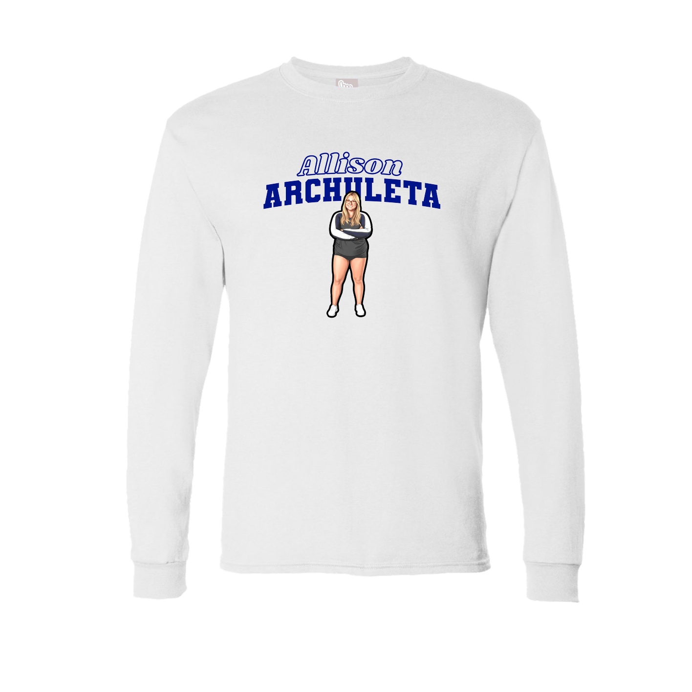 Long Sleeve Tee — Name Arch in White
