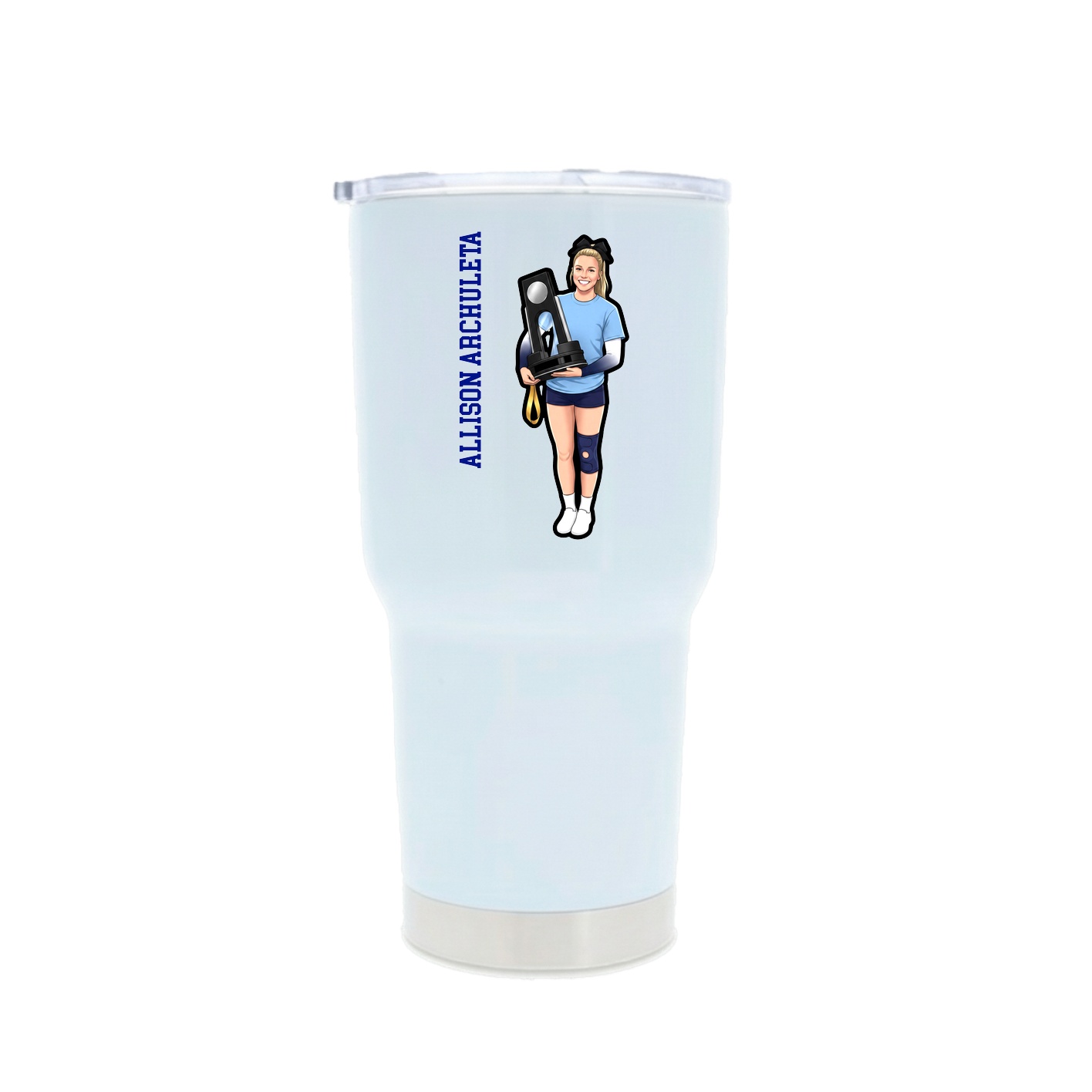 30oz Stainless Steel Tumbler — Name Vertical in White