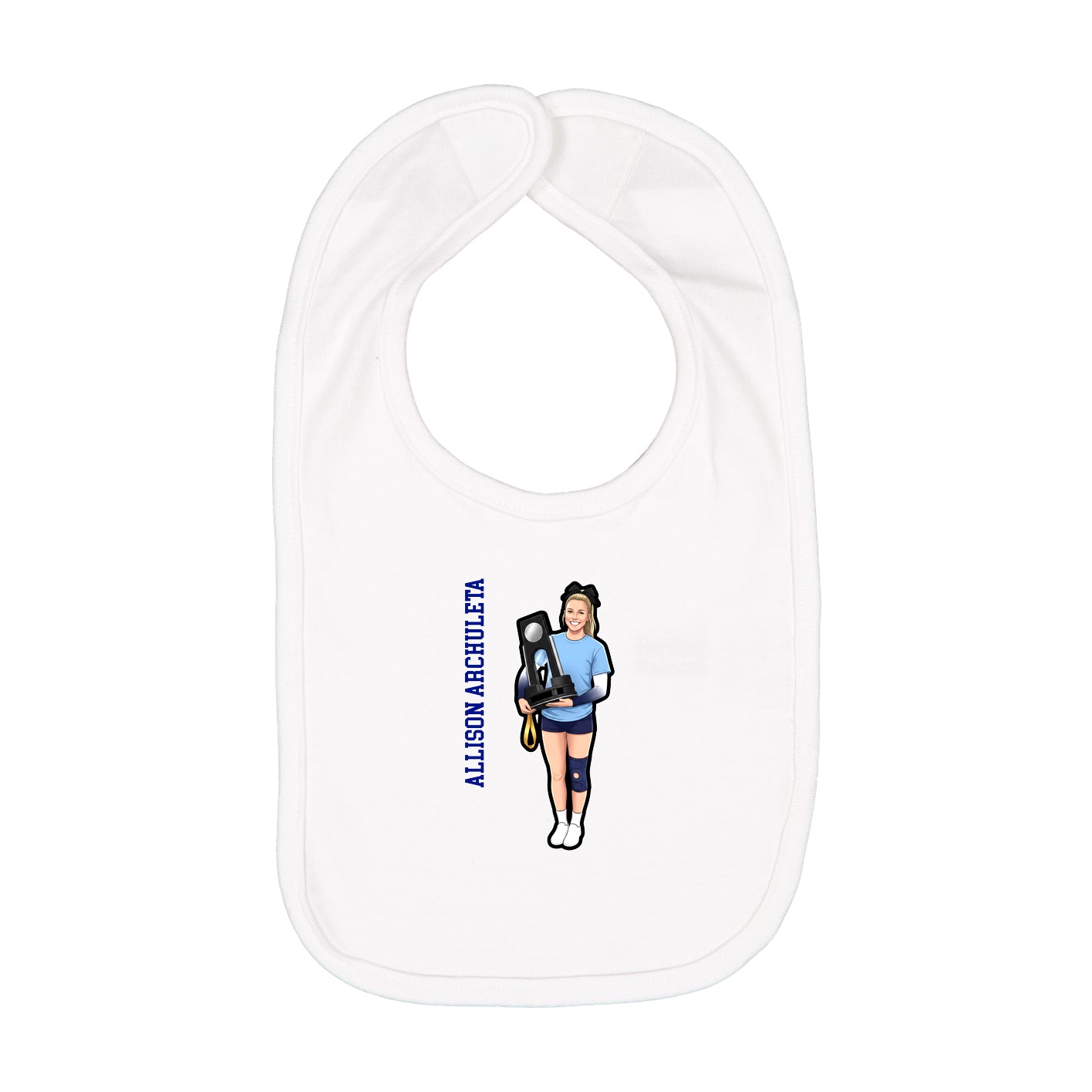 Infant Bib — Name Vertical in White