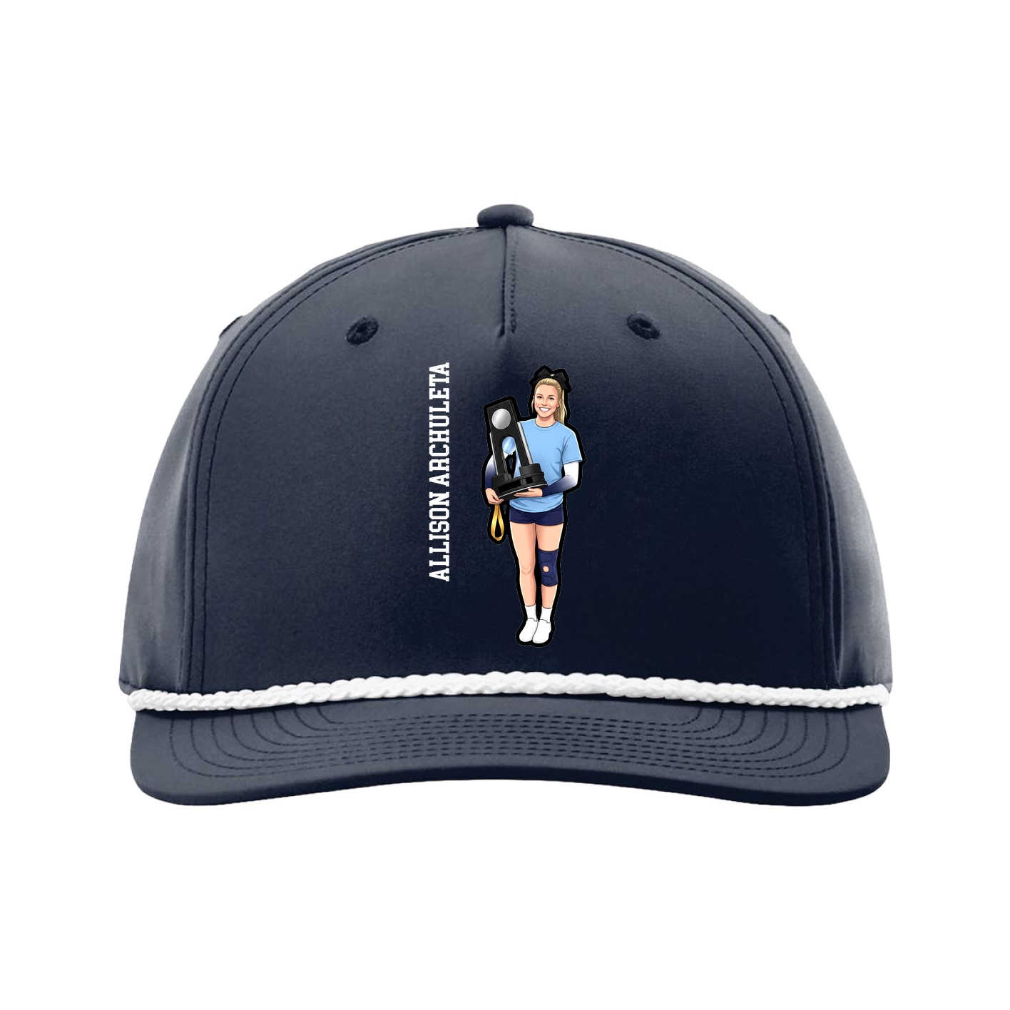 Five-Panel Classic Rope Cap — Name Vertical in Navy
