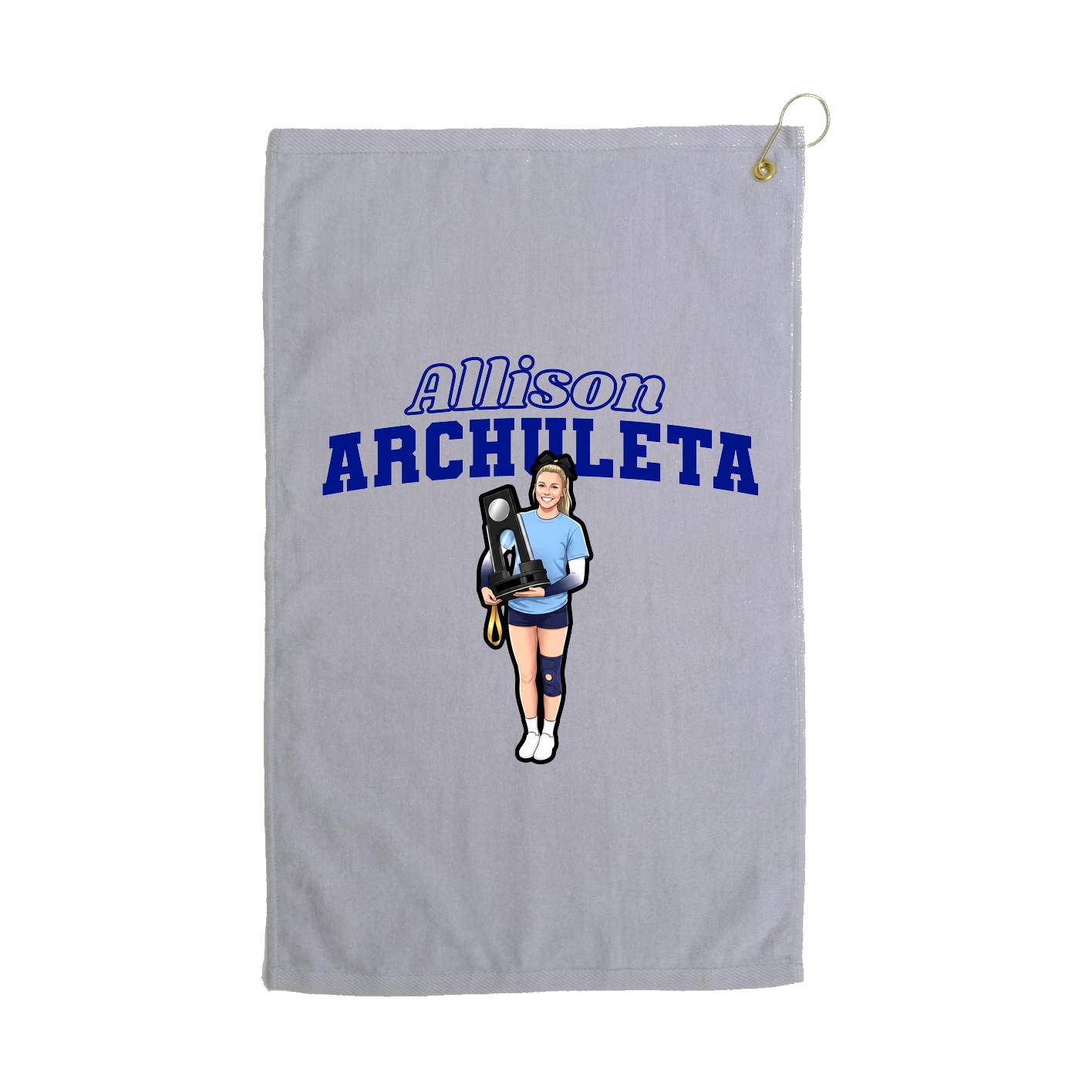 Golf Towel — Name Arch in Grey