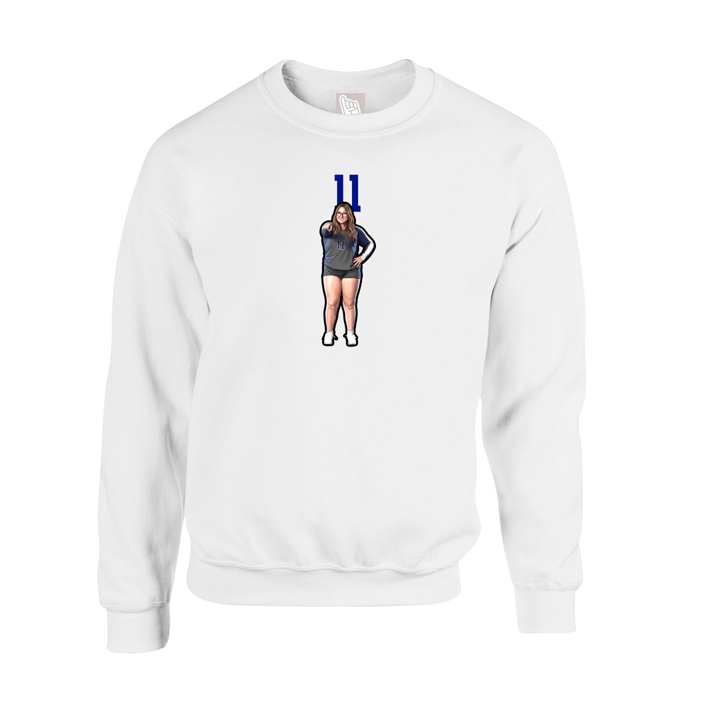 Fleece Crew — Number Top in White