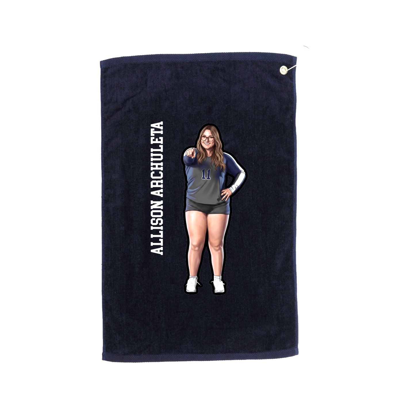 Golf Towel — Name Vertical in Navy