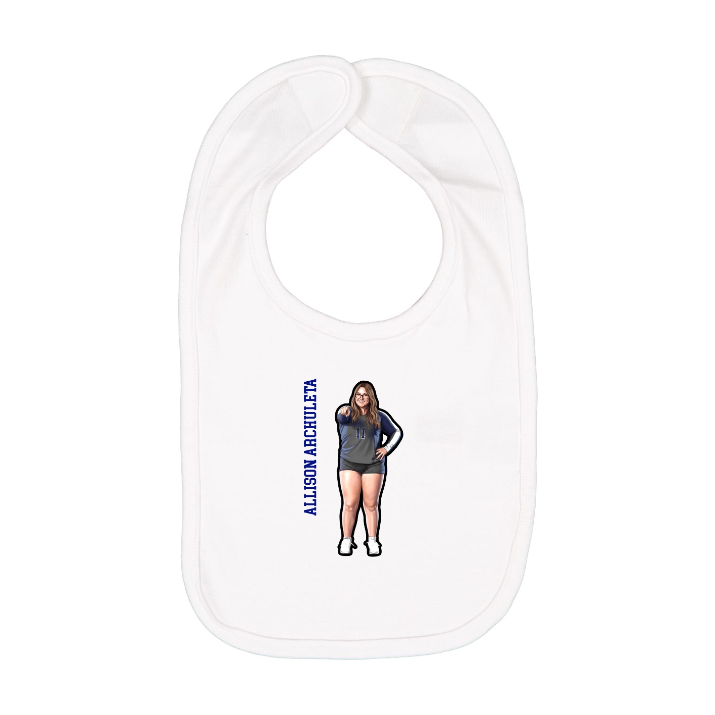 Infant Bib — Name Vertical in White