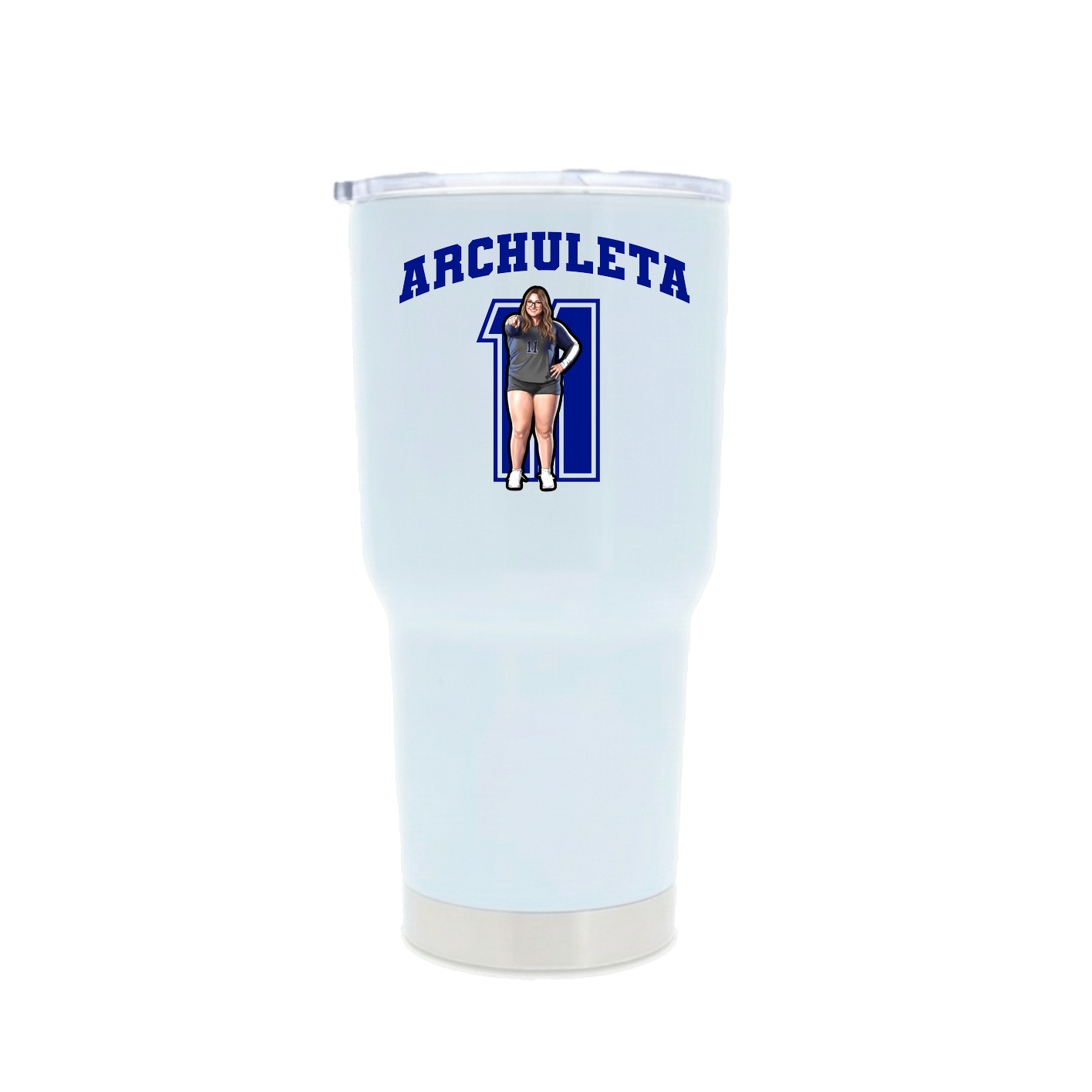 30oz Stainless Steel Tumbler — Number in White