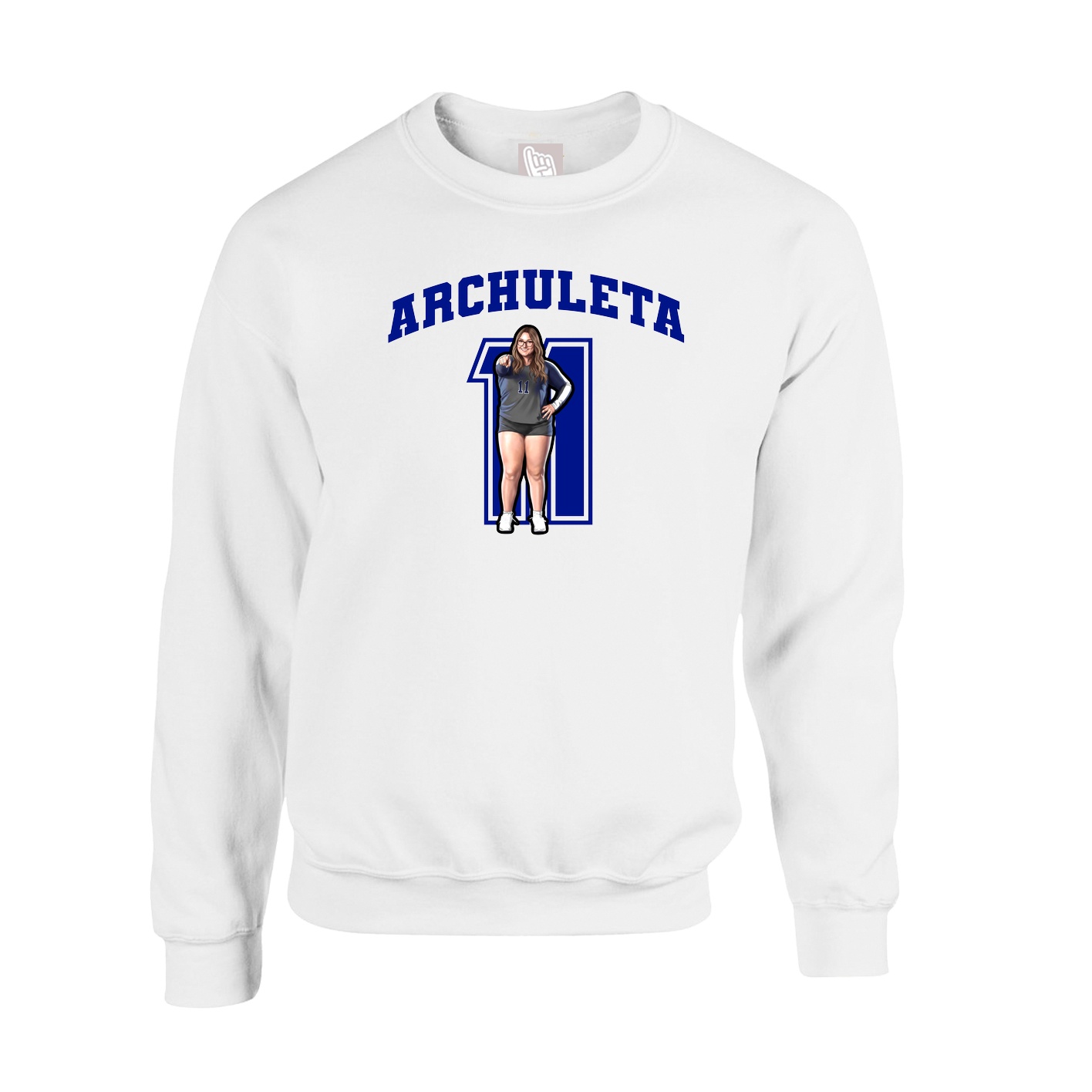 Fleece Crew — Number in White