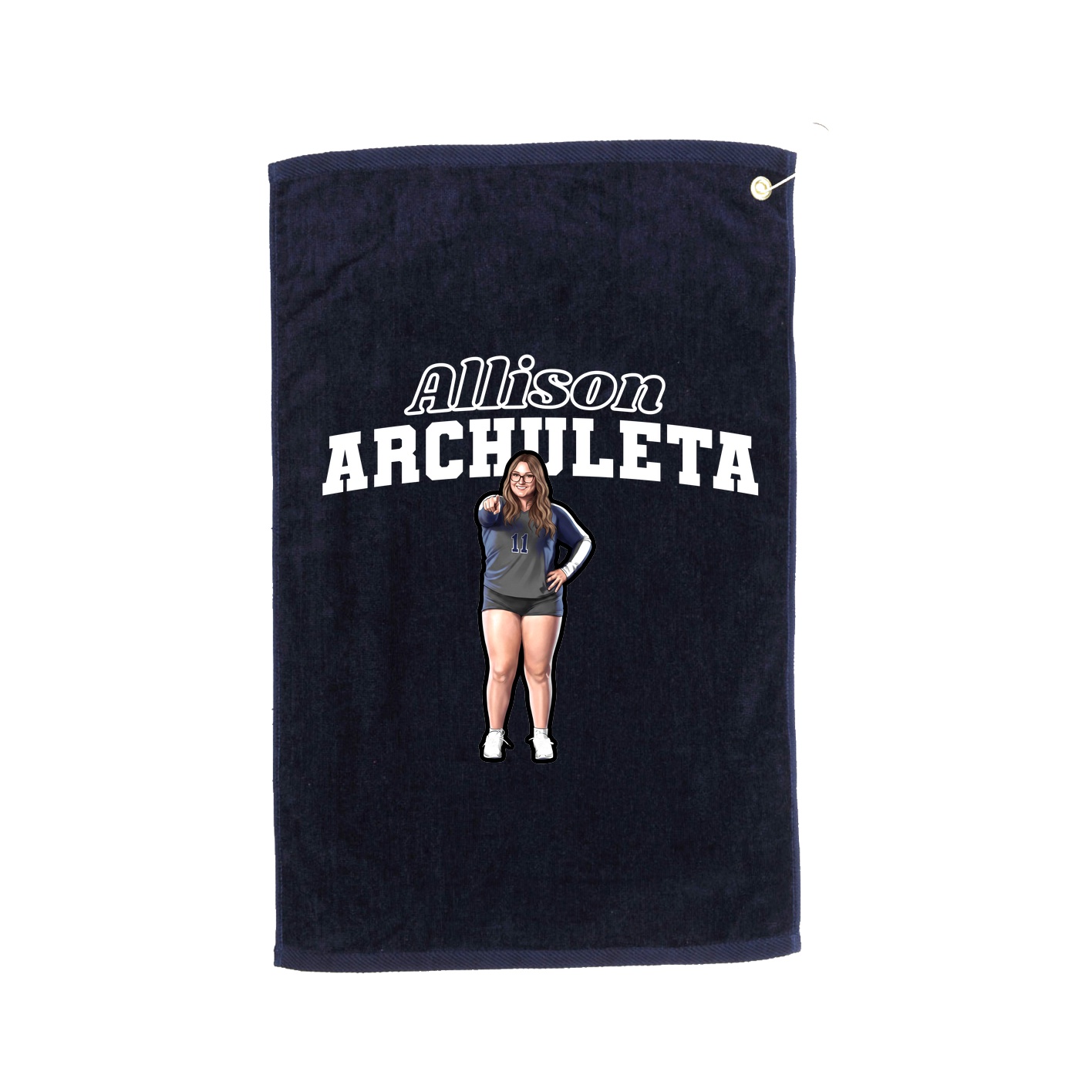 Golf Towel — Name Arch in Navy