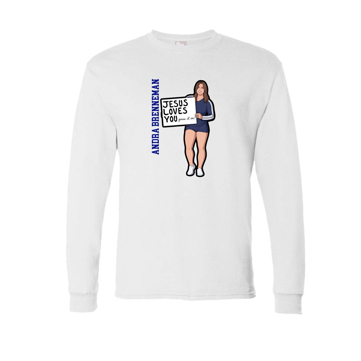Long Sleeve Tee — Name Vertical in White
