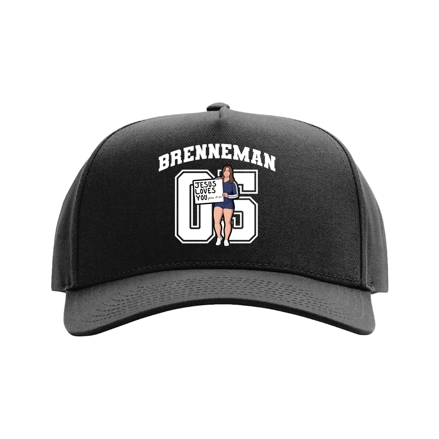 Full Fabric Five-Panel Champ Cap — Number in Black