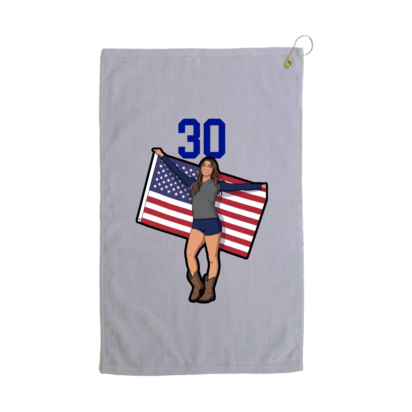 Golf Towel — Number Top in Grey