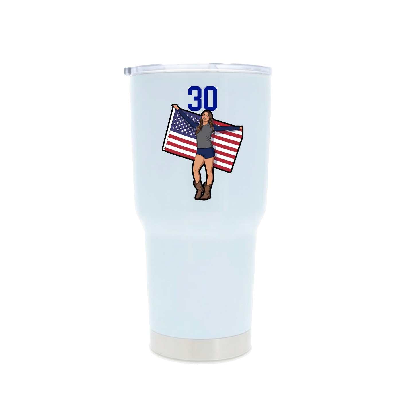 30oz Stainless Steel Tumbler — Number Top in White