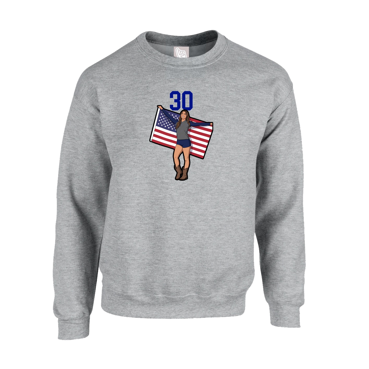 Fleece Crew — Number Top in Grey