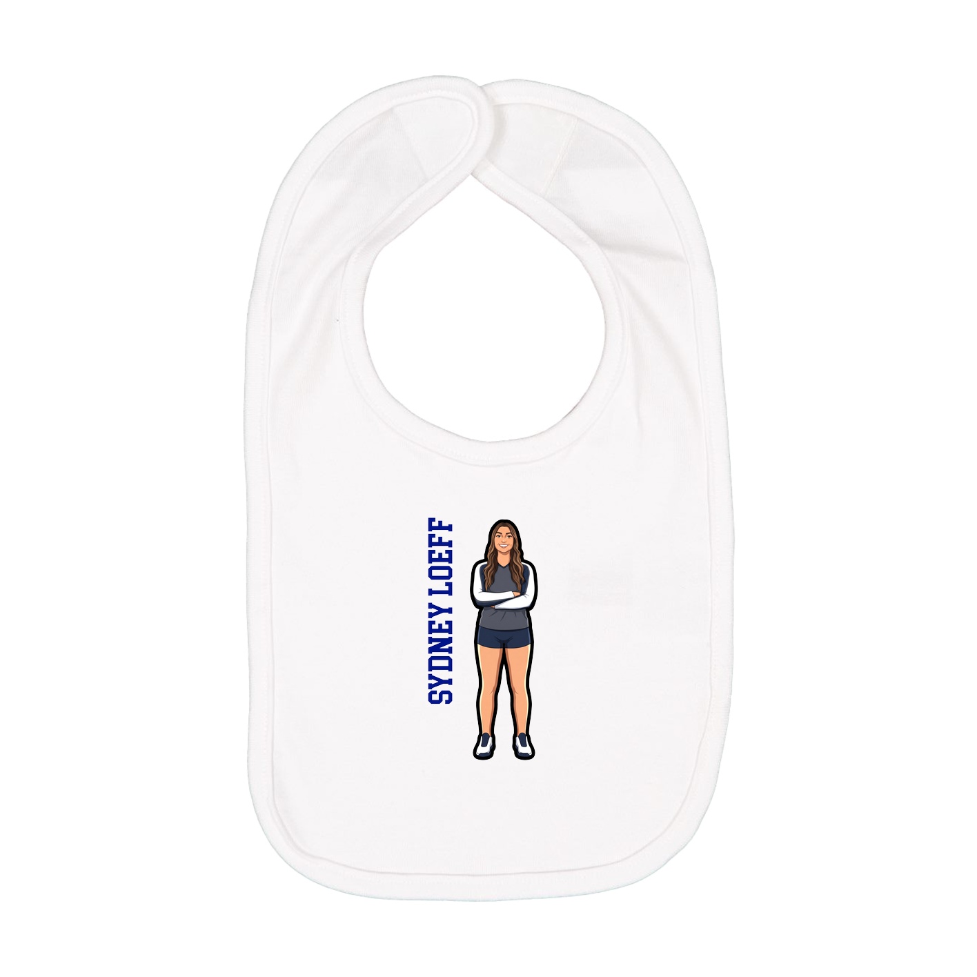 Infant Bib — Name Vertical in White