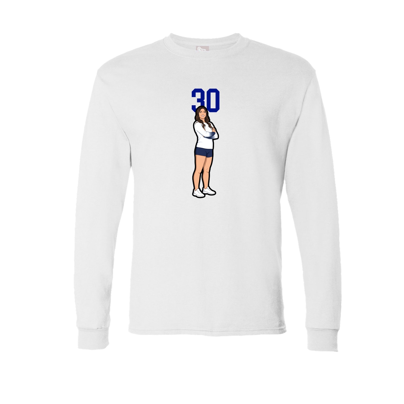 Long Sleeve Tee — Number Top in White