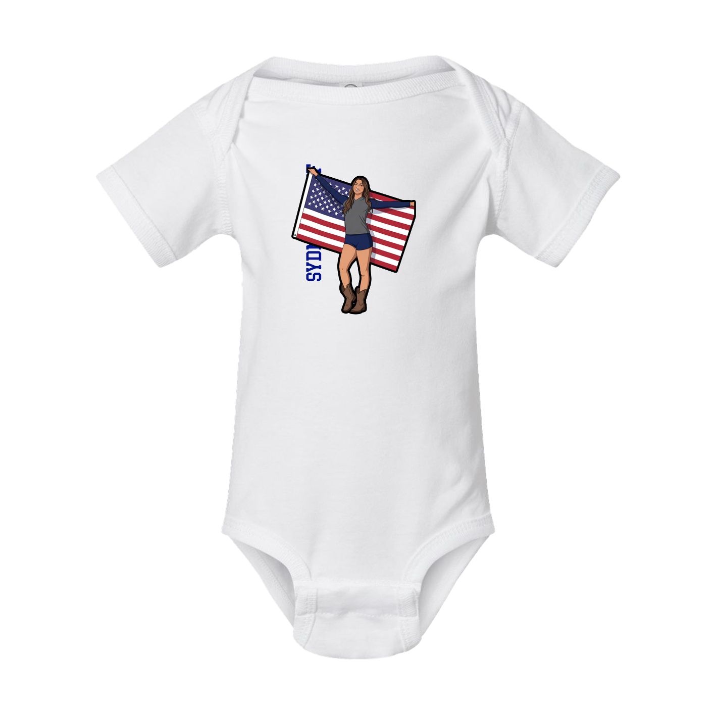 Baby Onesie — Name Vertical in White
