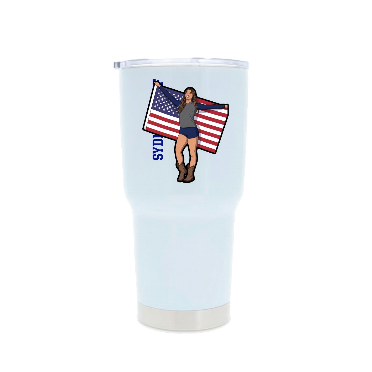 30oz Stainless Steel Tumbler — Name Vertical in White