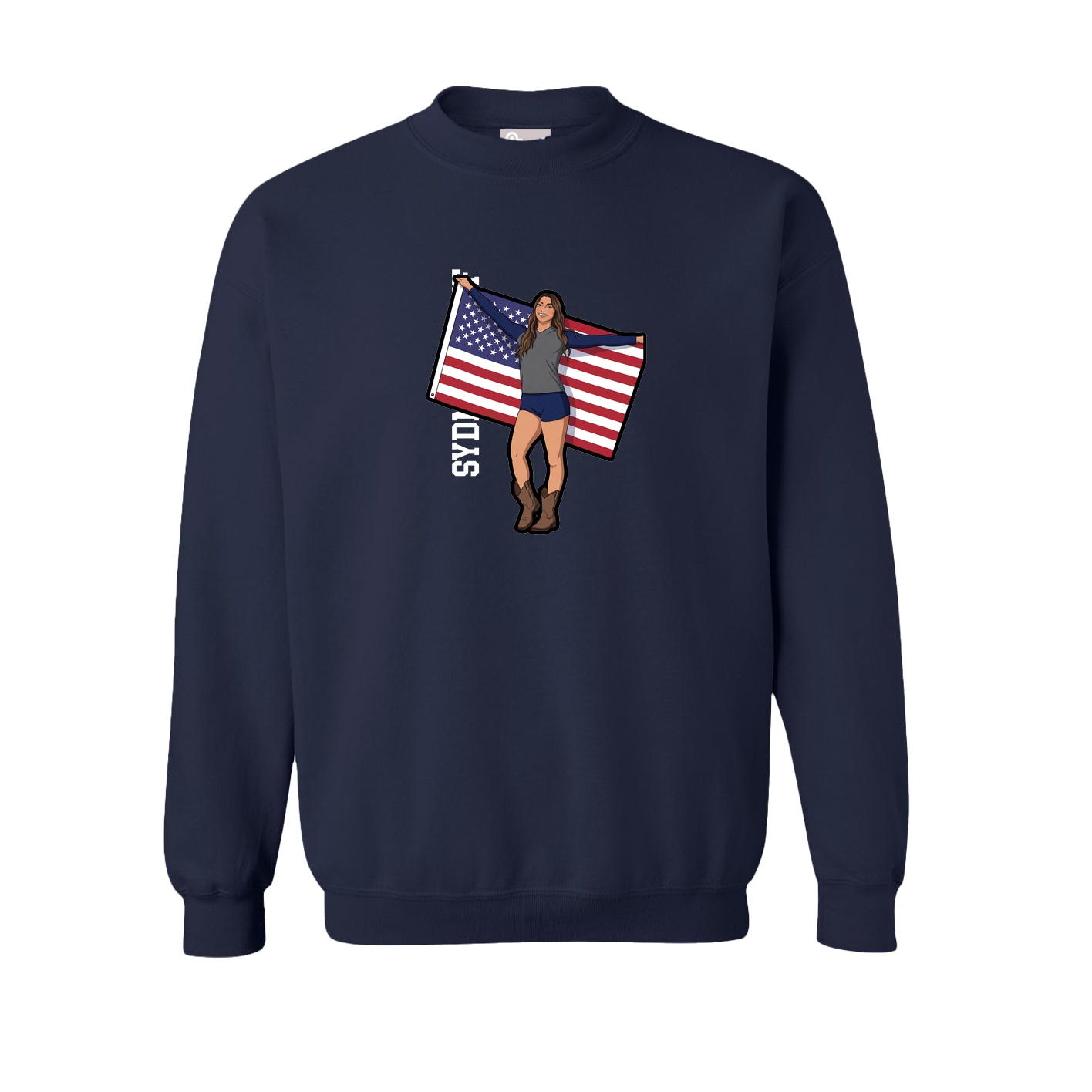 Fleece Crew — Name Vertical in Navy