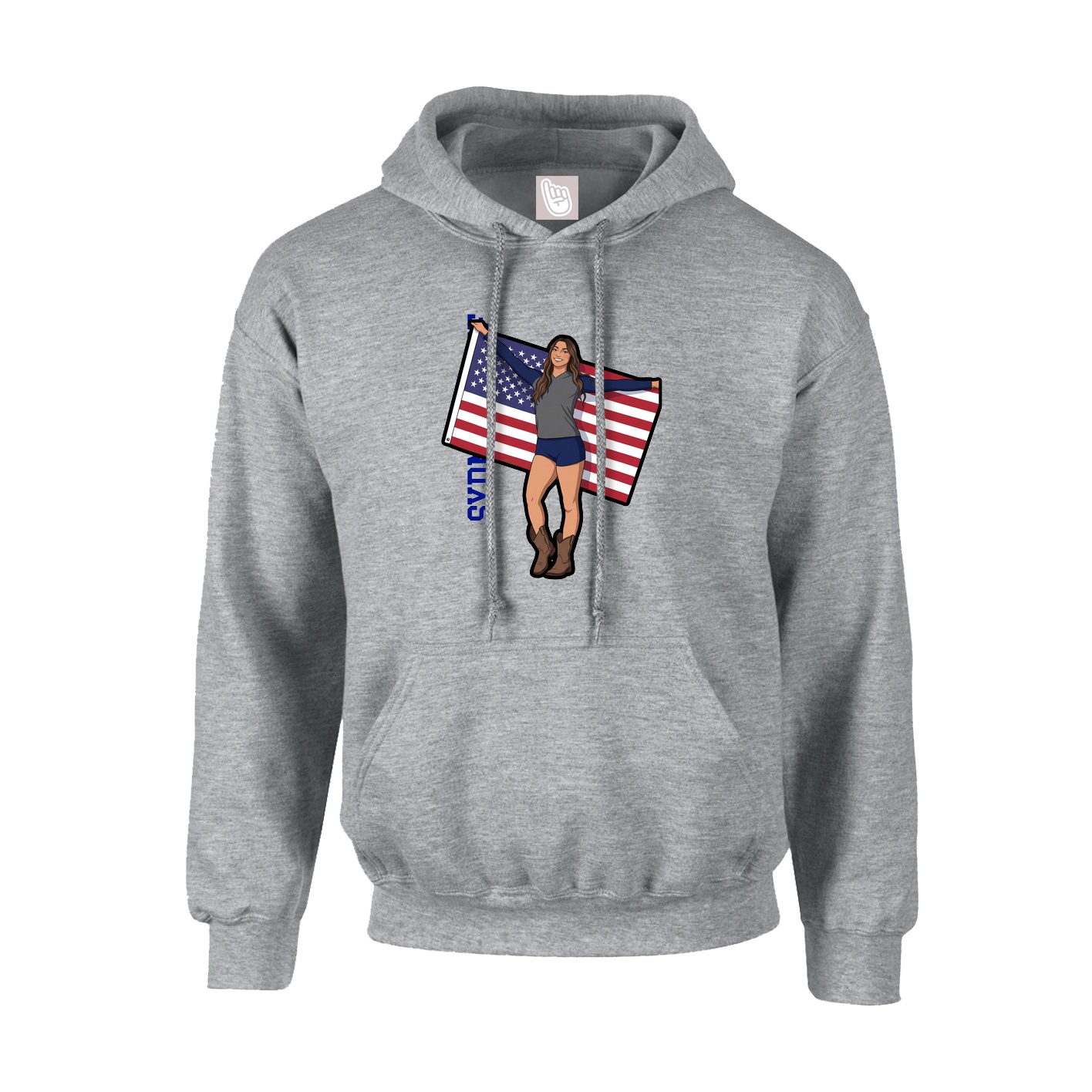 Youth Hoodie — Name Vertical in Grey