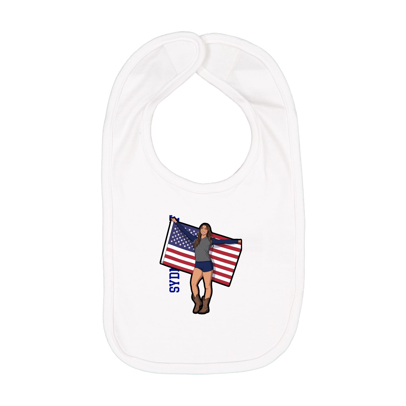 Infant Bib — Name Vertical in White