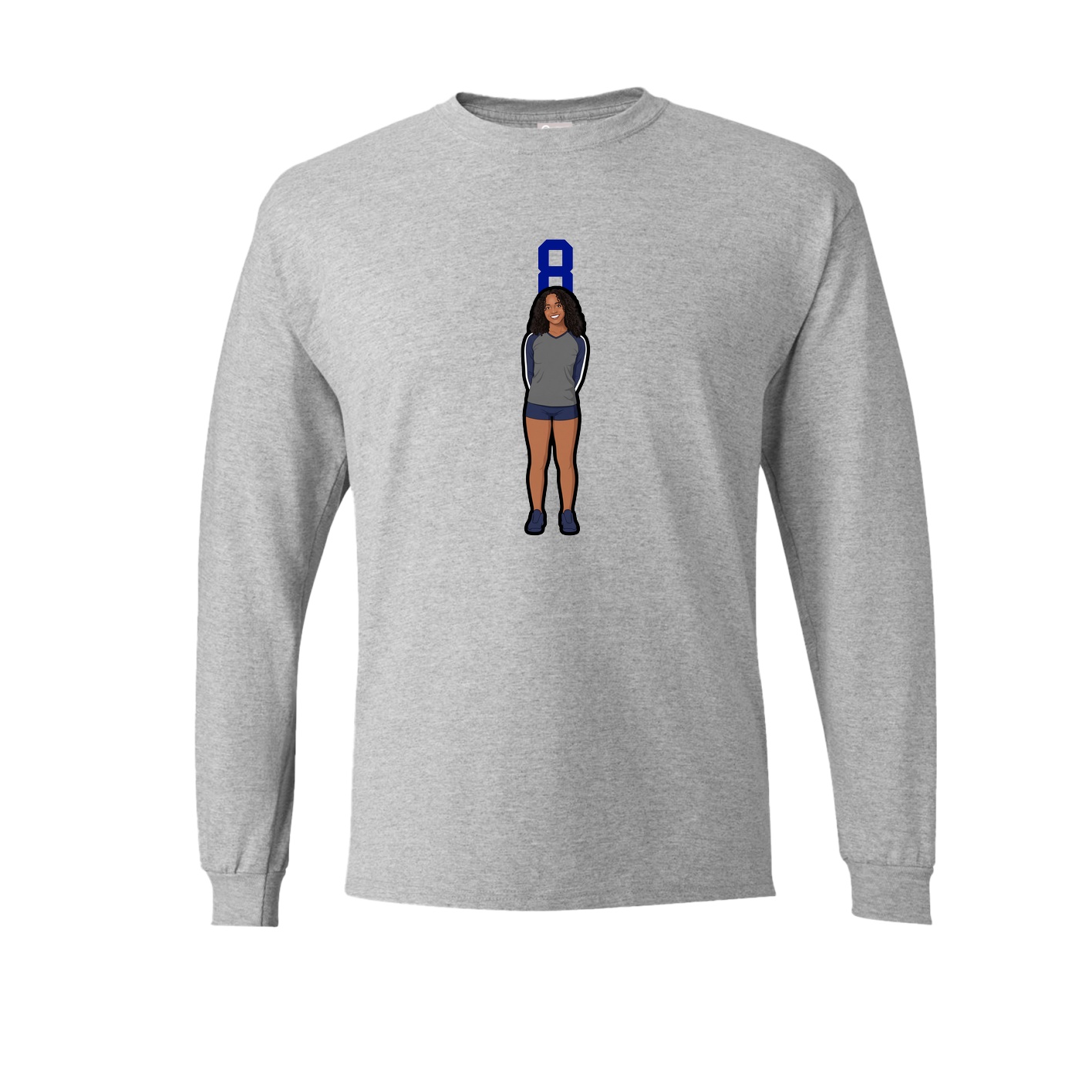 Long Sleeve Tee — Number Top in Grey