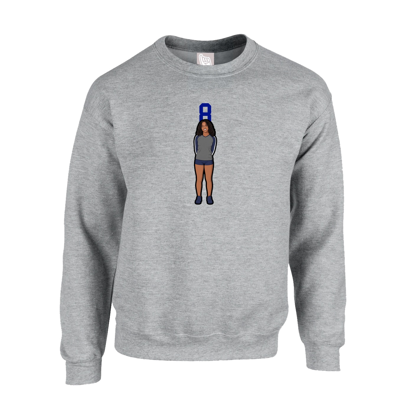 Fleece Crew — Number Top in Grey