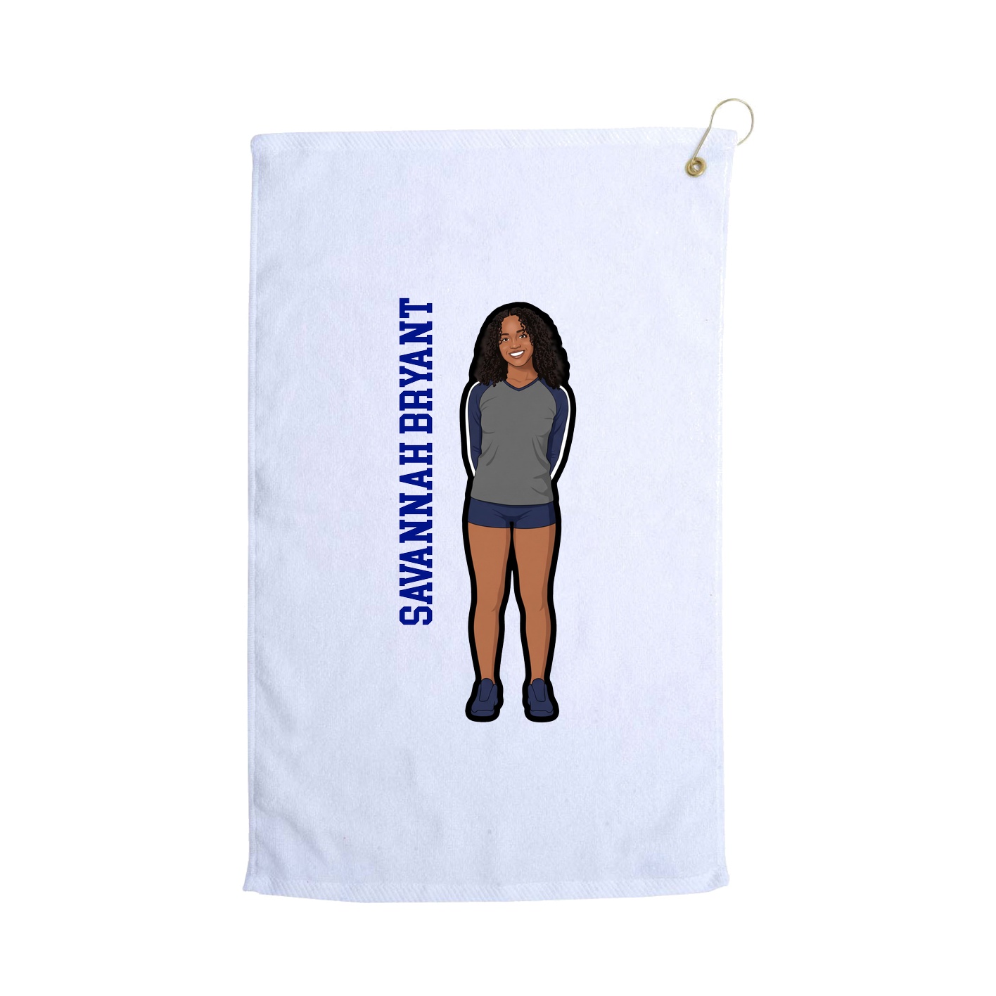 Golf Towel — Name Vertical in White