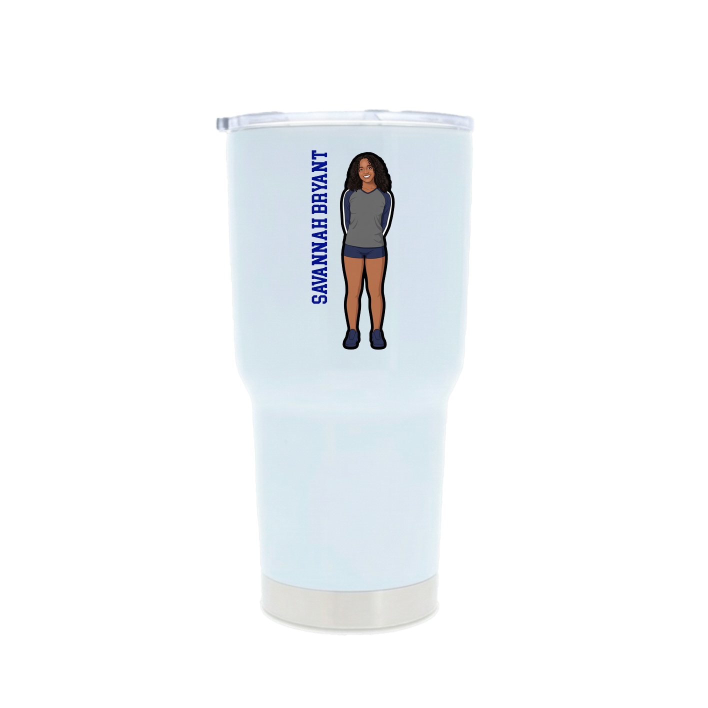 30oz Stainless Steel Tumbler — Name Vertical in White