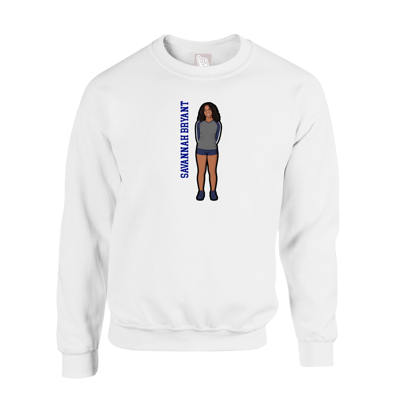 Fleece Crew — Name Vertical in White