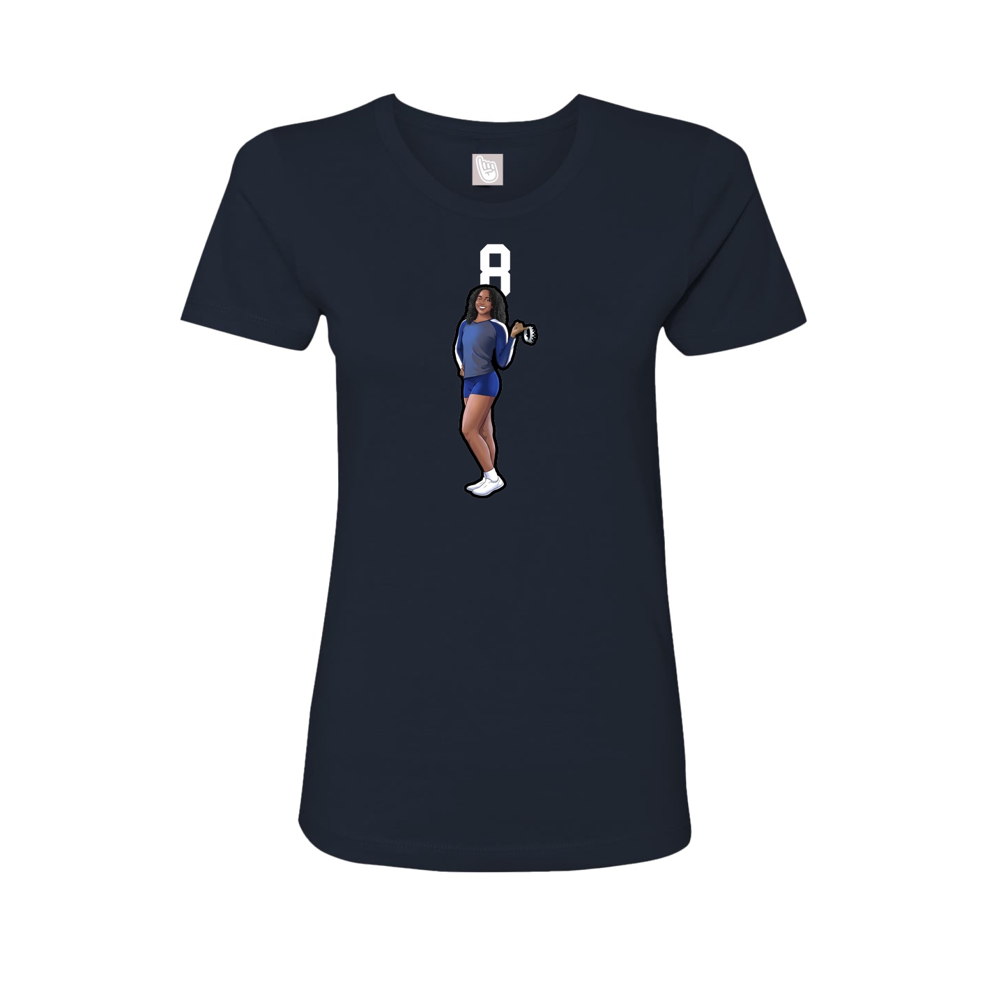 Fitted Women's Tee — Number Top in Navy