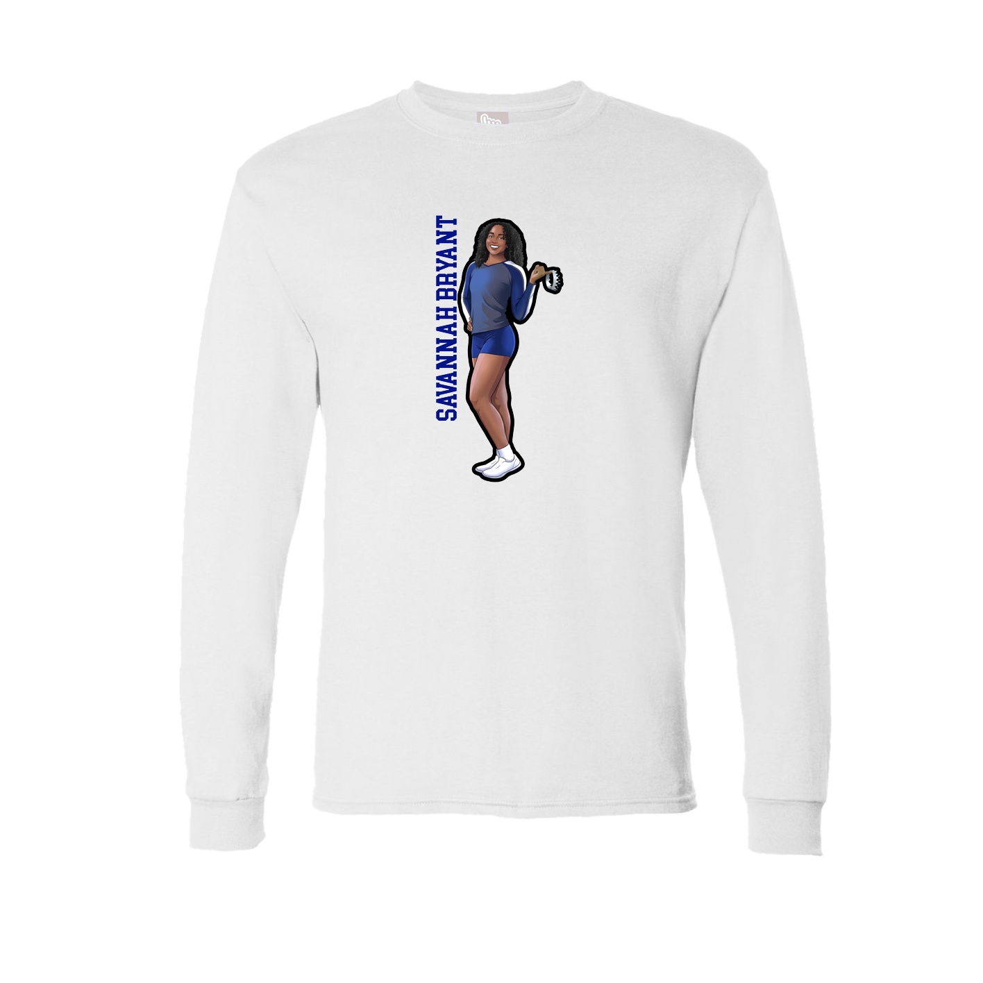 Long Sleeve Tee — Name Vertical in White