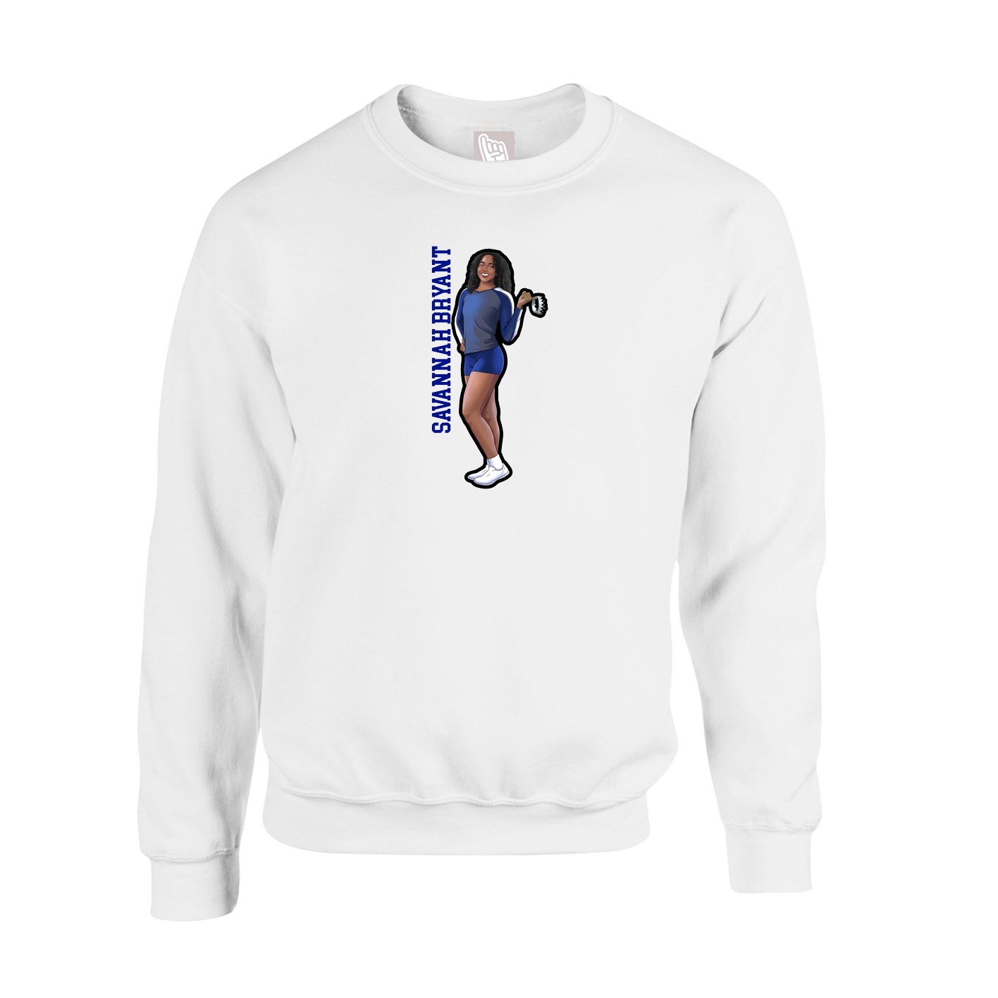 Fleece Crew — Name Vertical in White