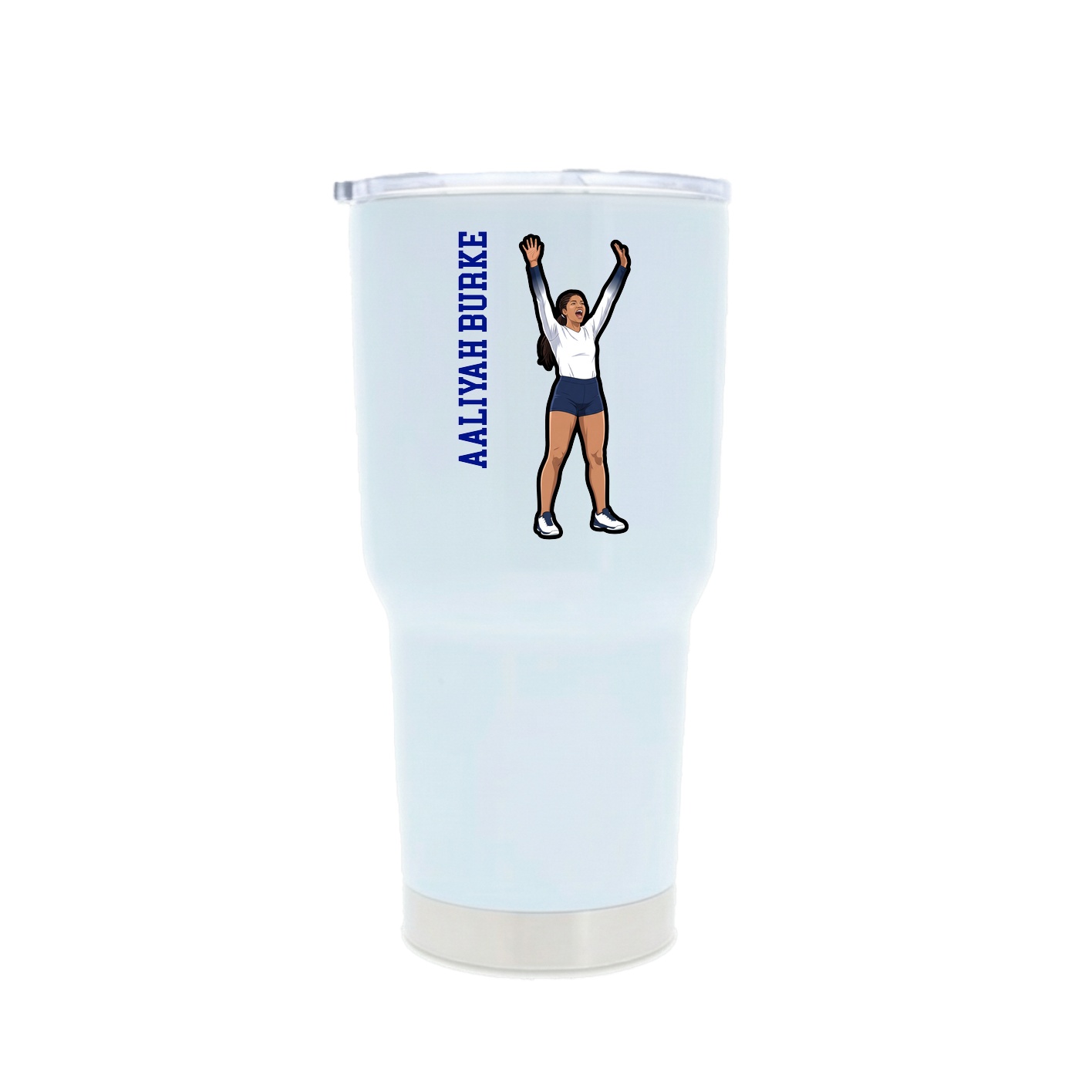 30oz Stainless Steel Tumbler — Name Vertical in White