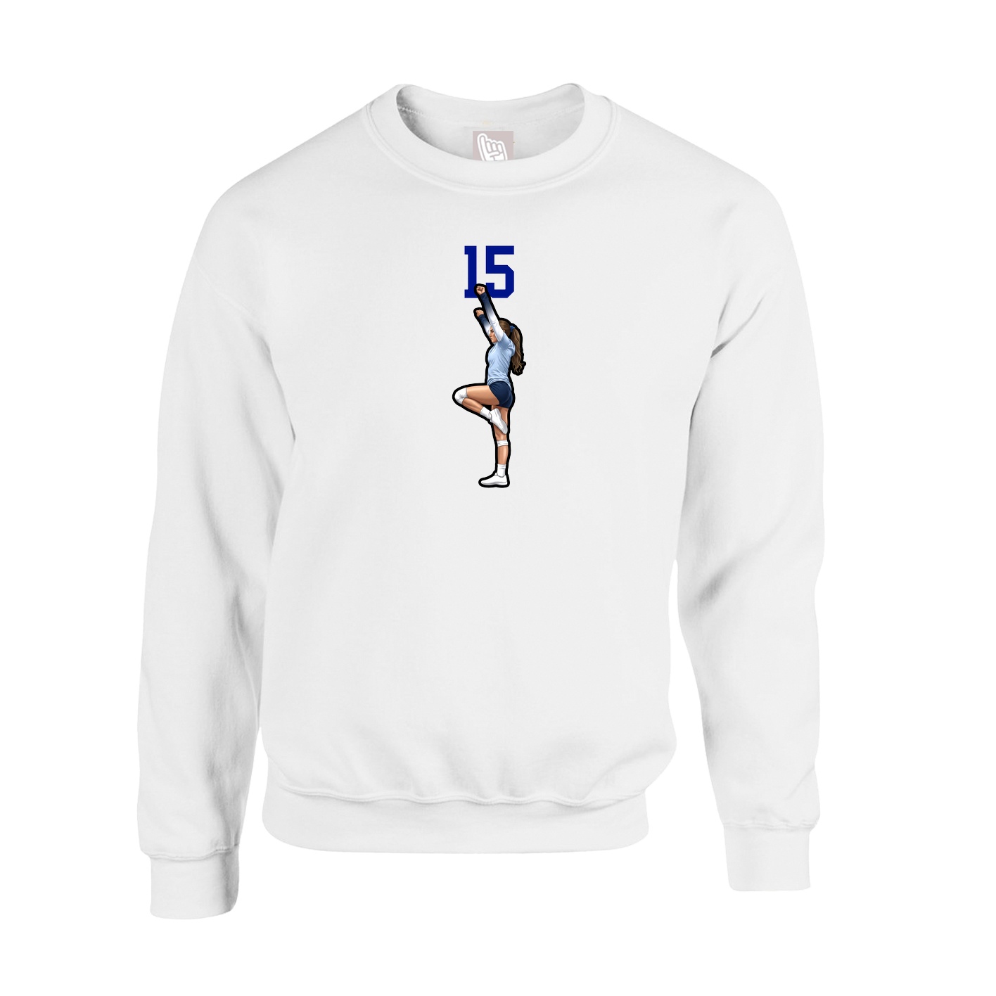 Fleece Crew — Number Top in White