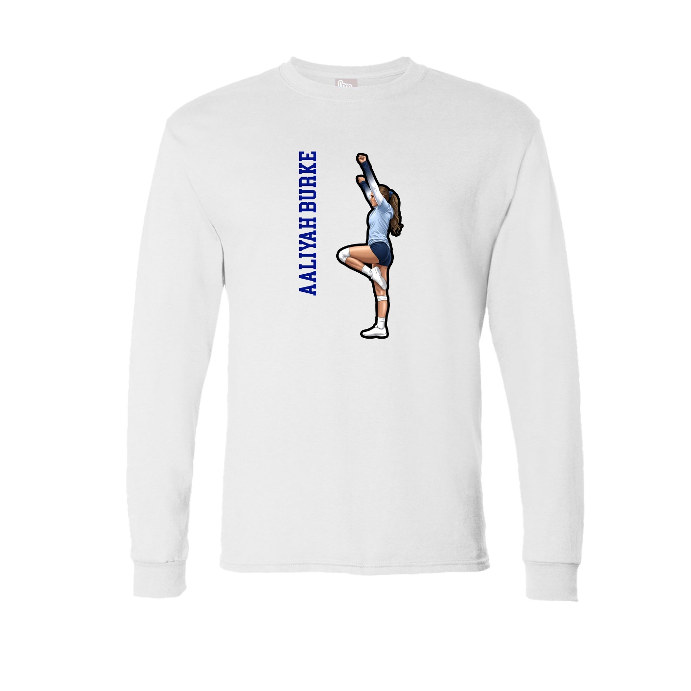 Long Sleeve Tee — Name Vertical in White