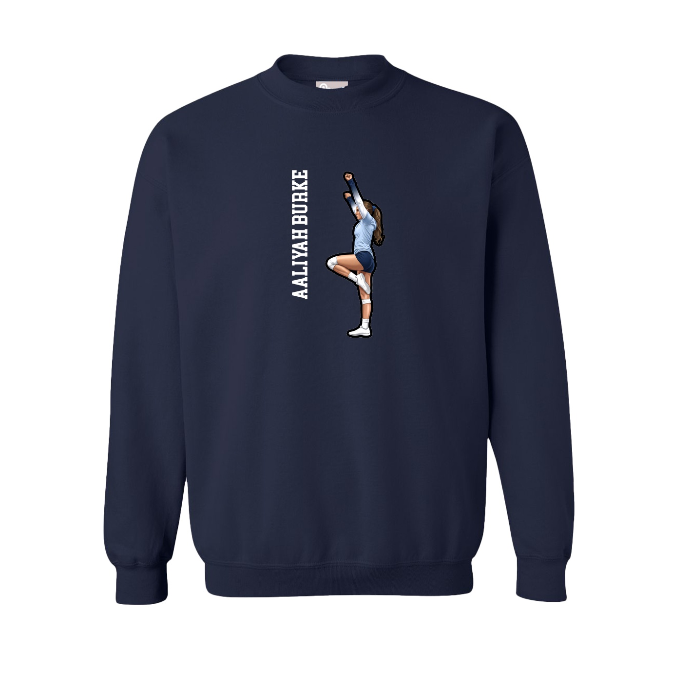 Fleece Crew — Name Vertical in Navy
