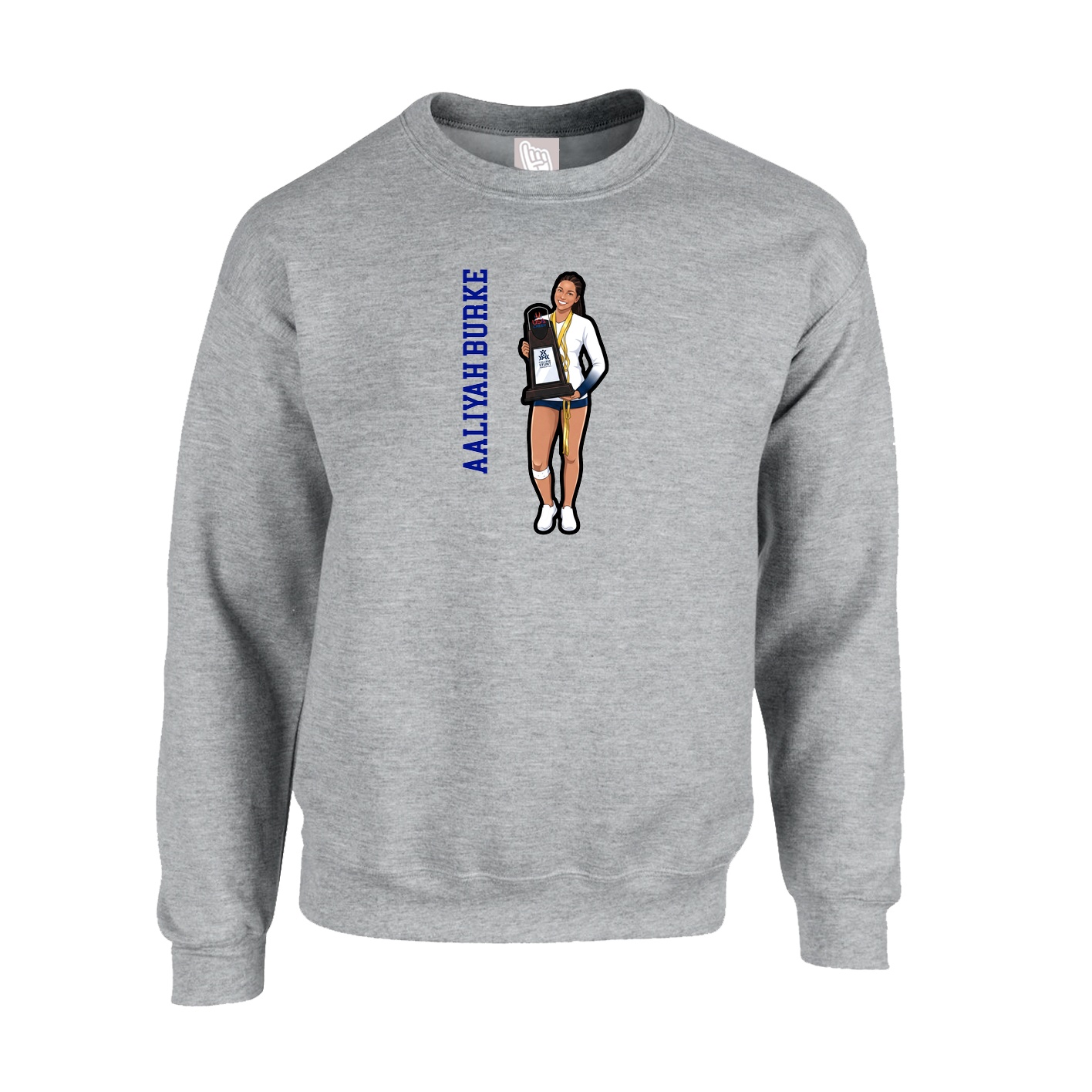 Fleece Crew — Name Vertical in Grey