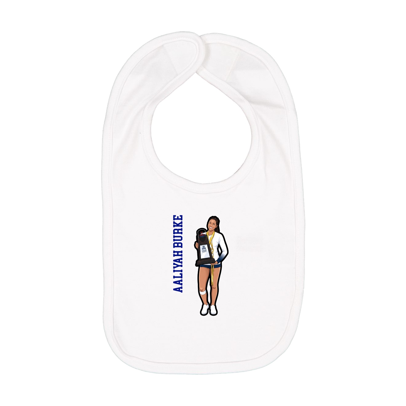 Infant Bib — Name Vertical in White