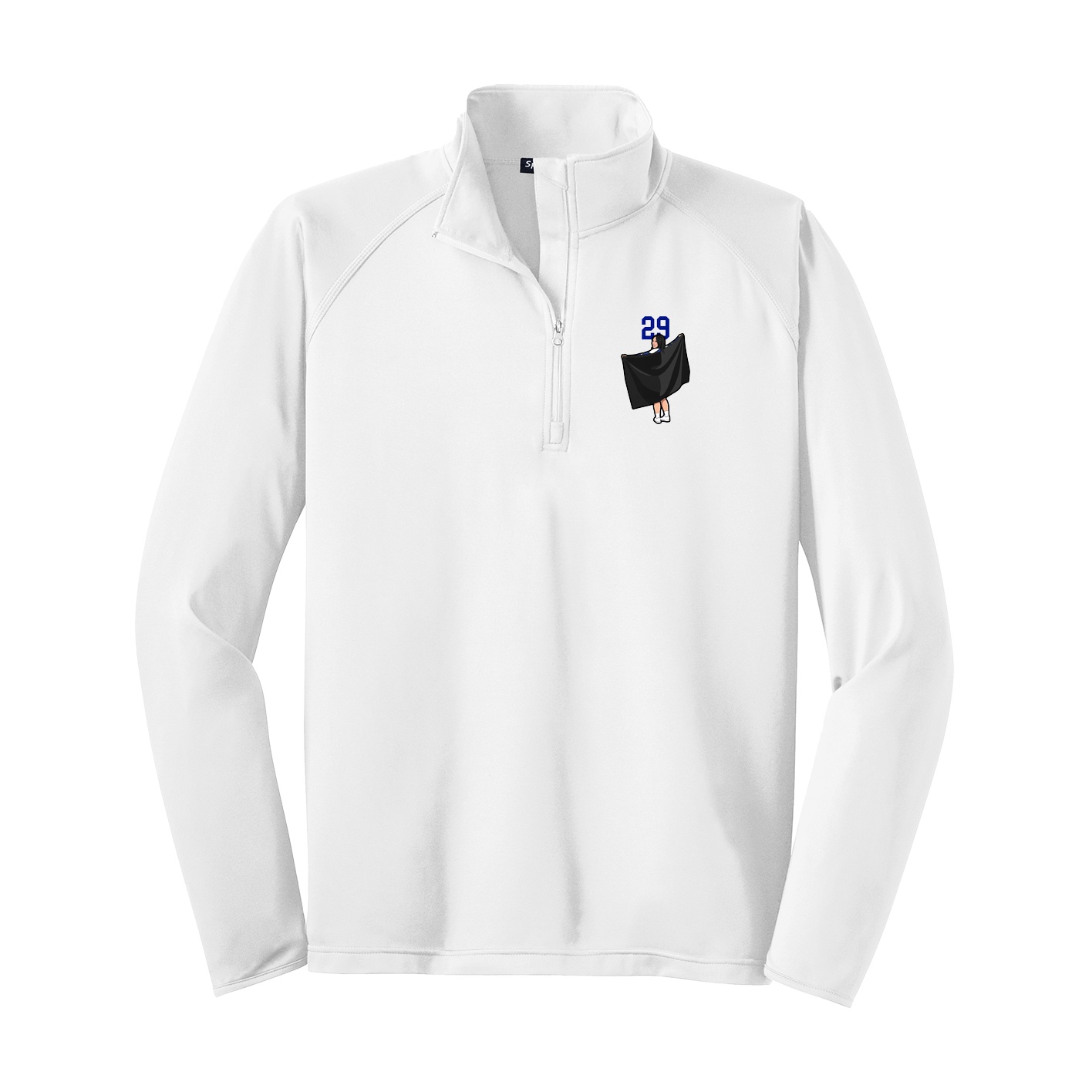 Q-Zip Pullover — Number Top in White