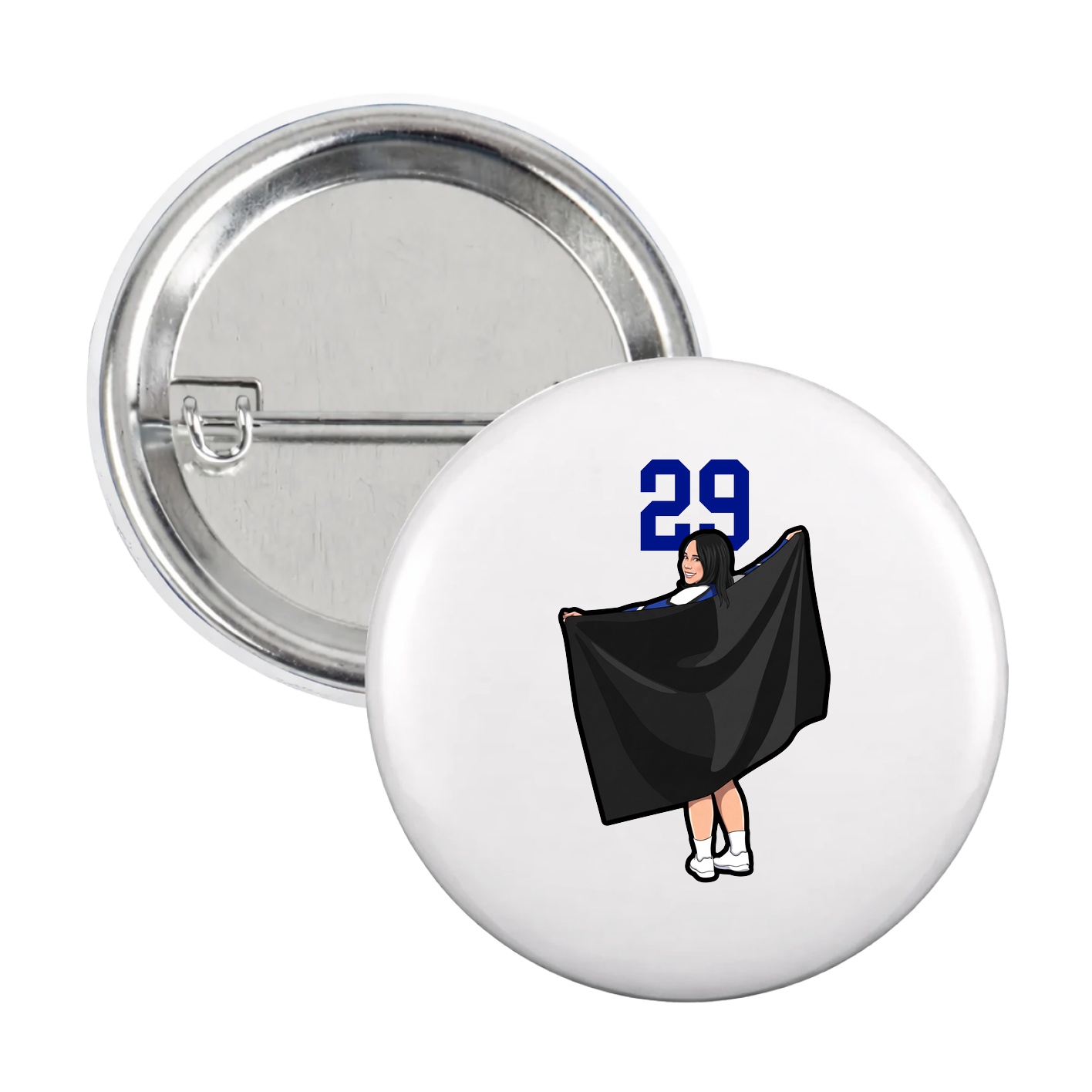 Game Day Button — Number Top in White